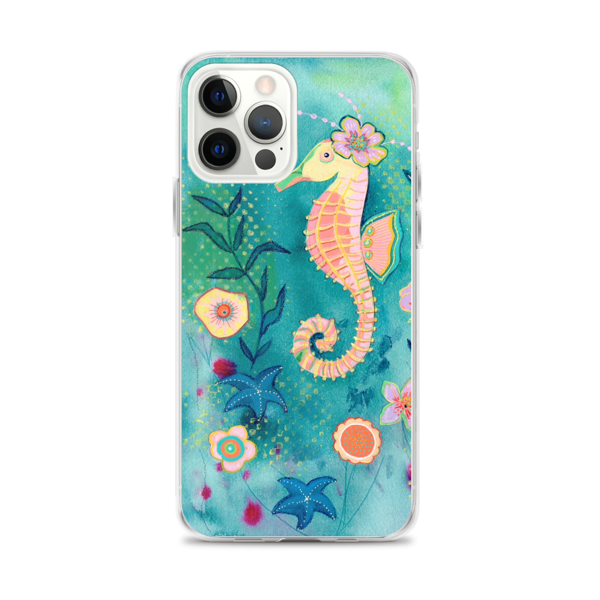Seahorse Clear Case for iPhone® - Aquamarine Design - Artistic Gifts for Women - Art by Artist Tania Herrera from Aquamarine Design Studio