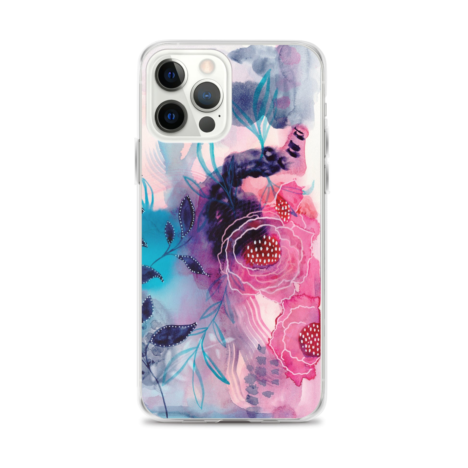 Blue Leaves Clear Case for iPhone® - Aquamarine Design - Artistic Gifts for Women - Art by Artist Tania Herrera from Aquamarine Design Studio