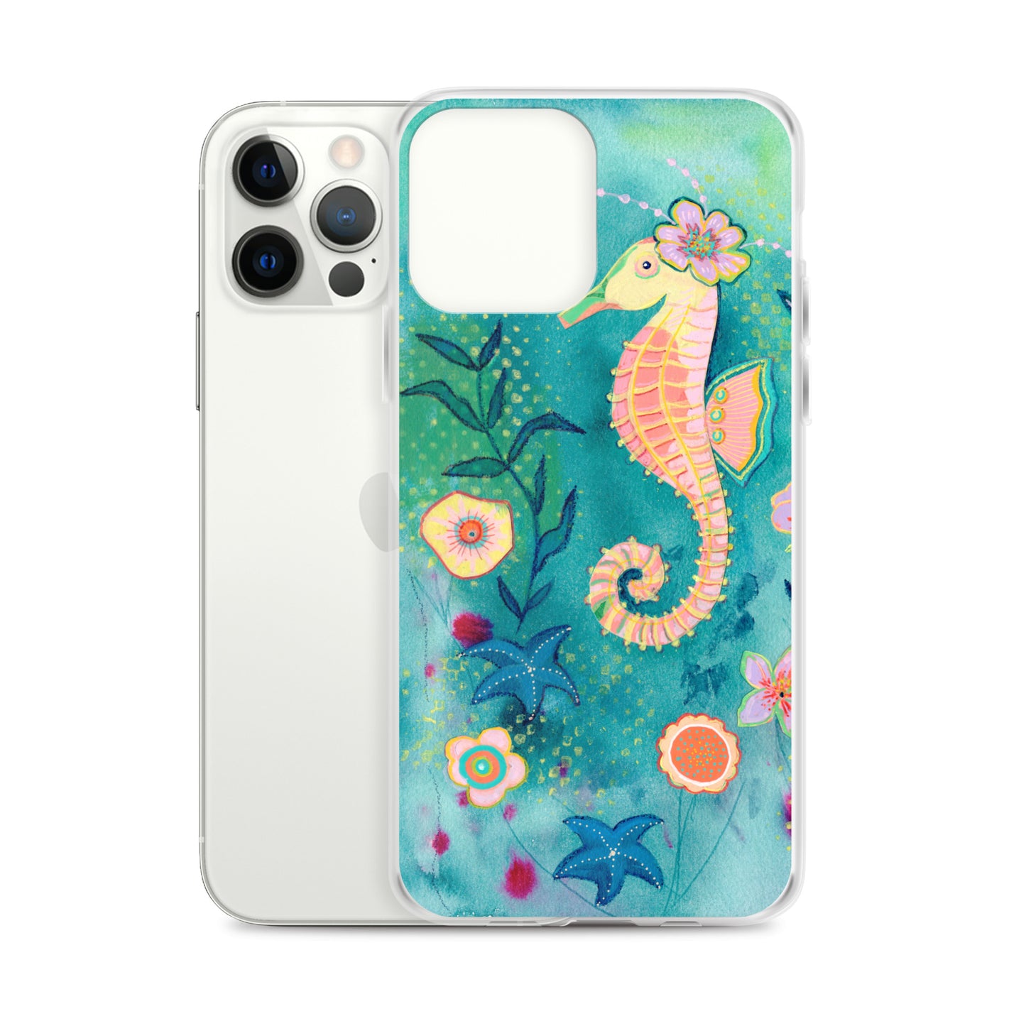 Seahorse Clear Case for iPhone® - Aquamarine Design - Artistic Gifts for Women - Art by Artist Tania Herrera from Aquamarine Design Studio