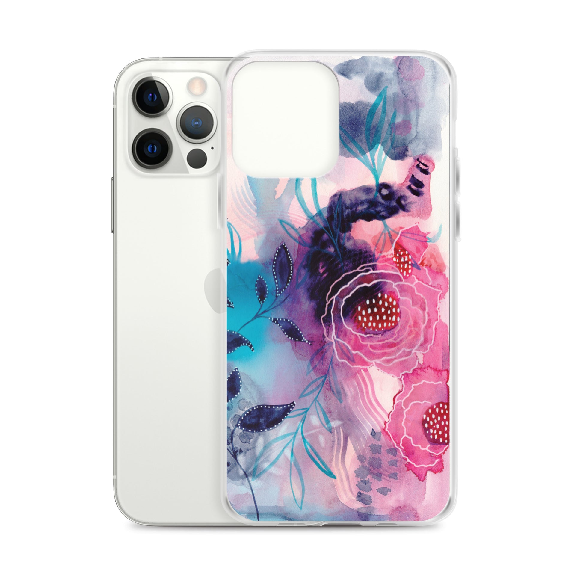 Blue Leaves Clear Case for iPhone® - Aquamarine Design - Artistic Gifts for Women - Art by Artist Tania Herrera from Aquamarine Design Studio