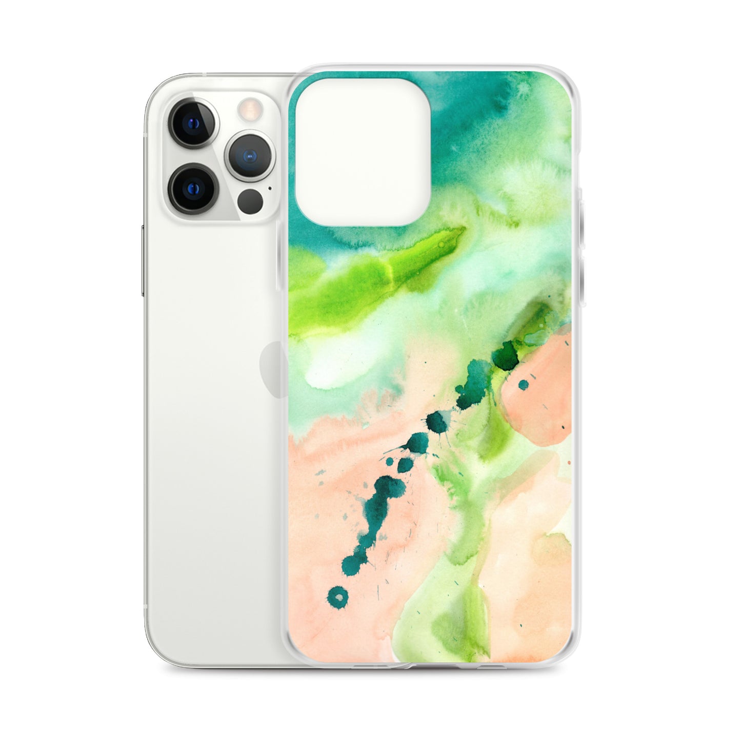 Coral and Aqua Abstract Design Clear Case for iPhone® - Aquamarine Design - Artistic Gifts for Women - Art by Artist Tania Herrera from Aquamarine Design Studio