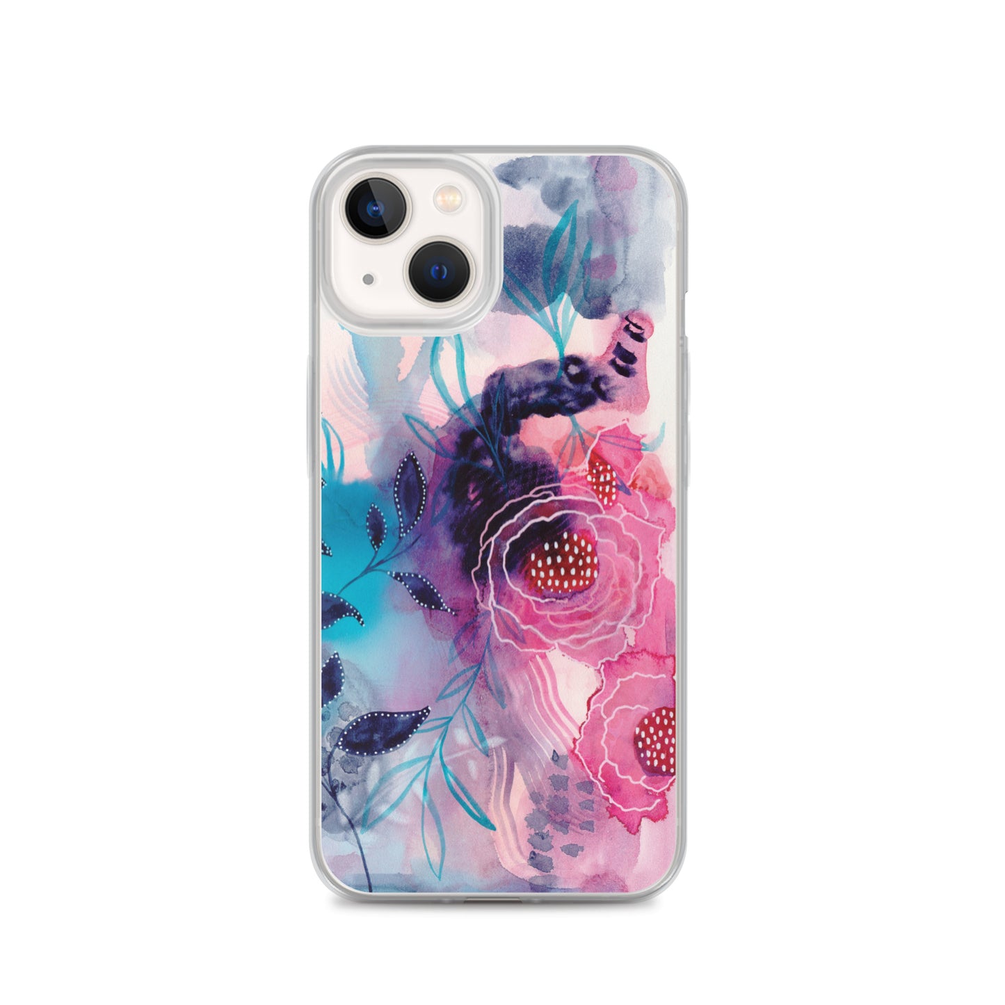 Blue Leaves Clear Case for iPhone® - Aquamarine Design - Artistic Gifts for Women - Art by Artist Tania Herrera from Aquamarine Design Studio