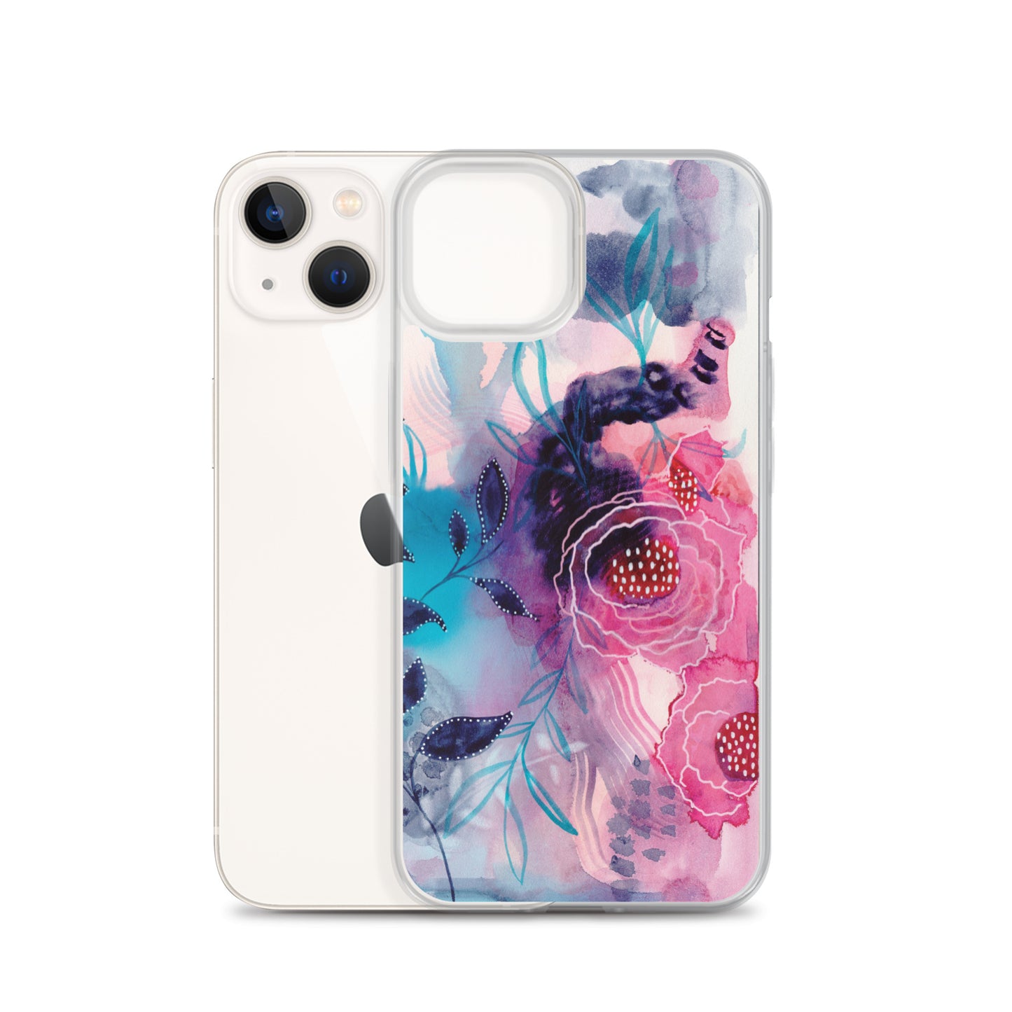 Blue Leaves Clear Case for iPhone® - Aquamarine Design - Artistic Gifts for Women - Art by Artist Tania Herrera from Aquamarine Design Studio