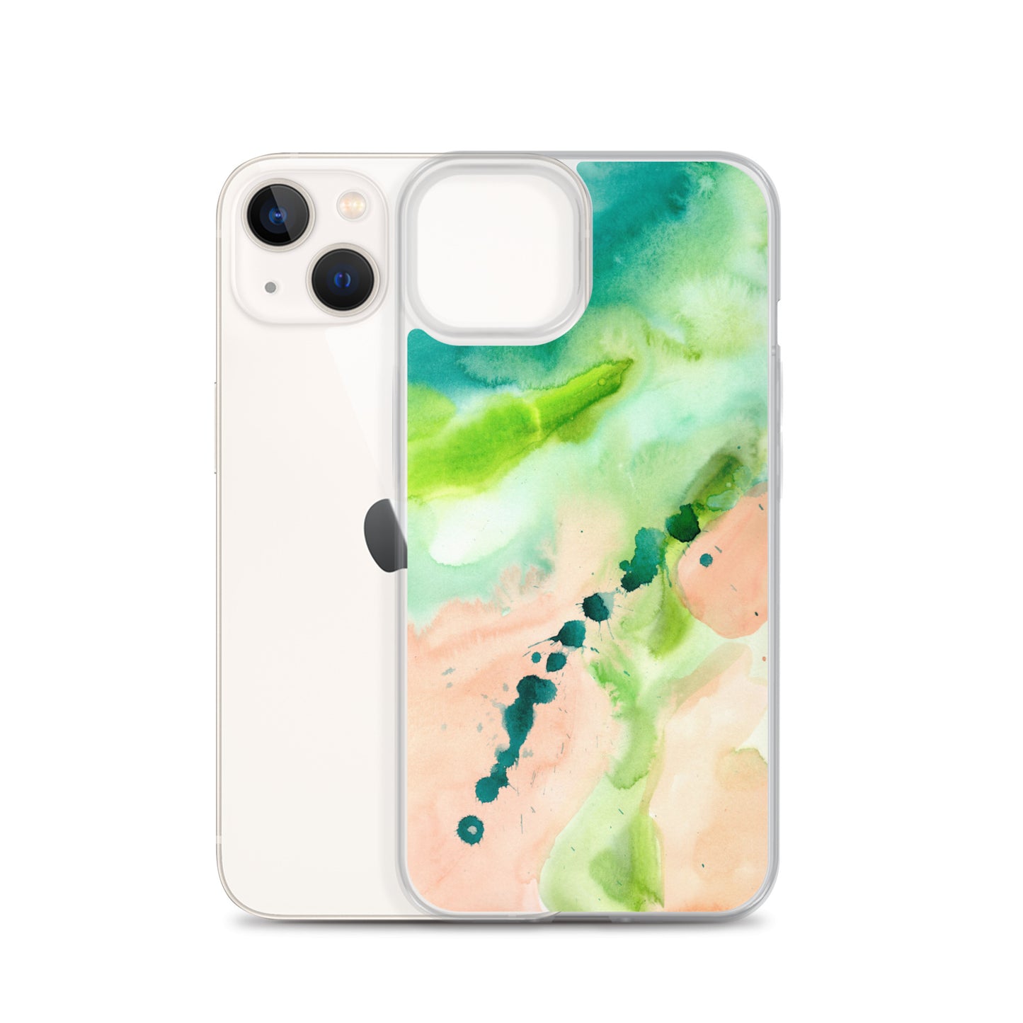 Coral and Aqua Abstract Design Clear Case for iPhone® - Aquamarine Design - Artistic Gifts for Women - Art by Artist Tania Herrera from Aquamarine Design Studio