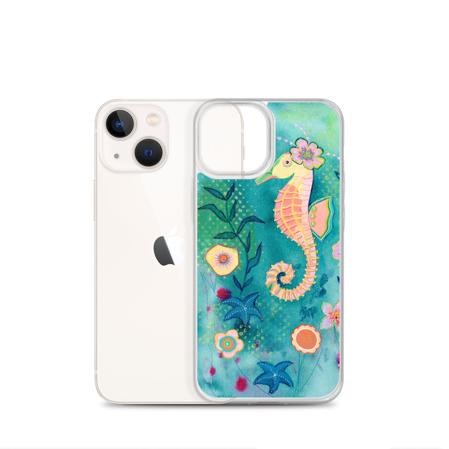Seahorse Clear Case for iPhone® - Aquamarine Design - Artistic Gifts for Women - Art by Artist Tania Herrera from Aquamarine Design Studio