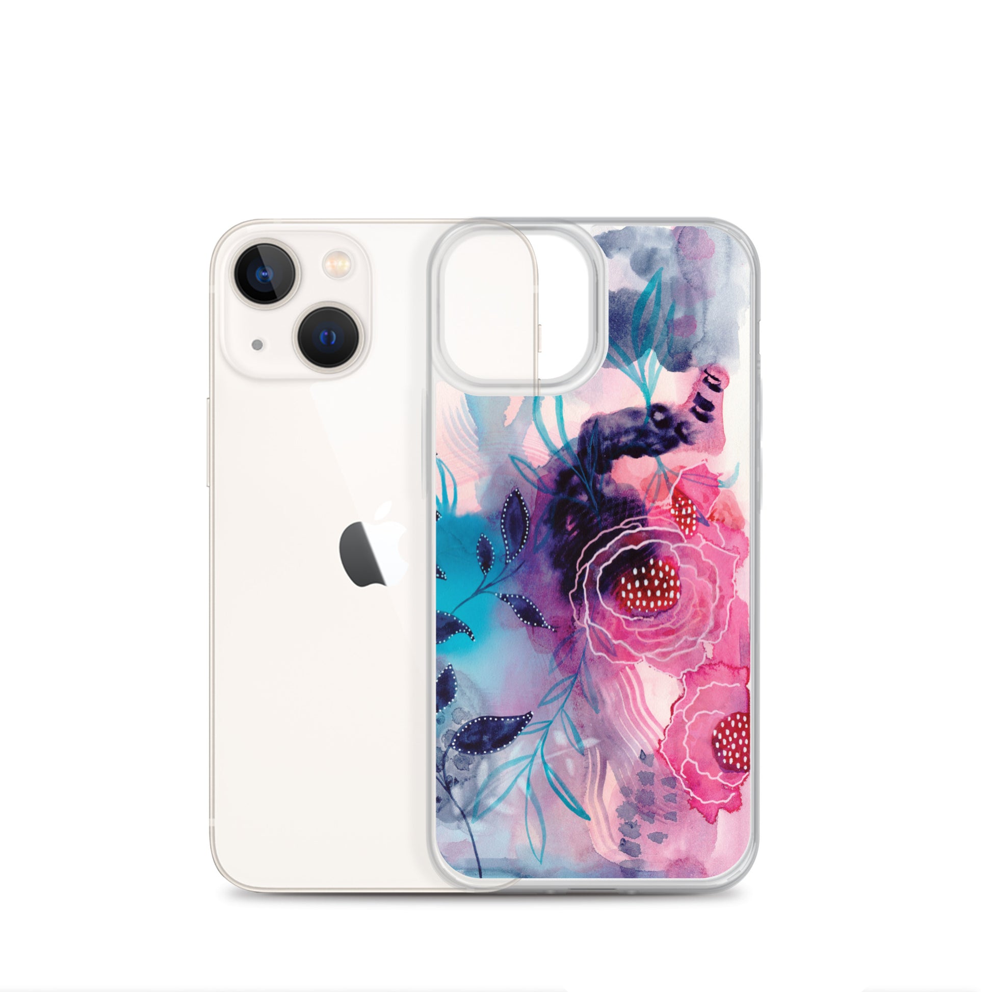 Blue Leaves Clear Case for iPhone® - Aquamarine Design - Artistic Gifts for Women - Art by Artist Tania Herrera from Aquamarine Design Studio