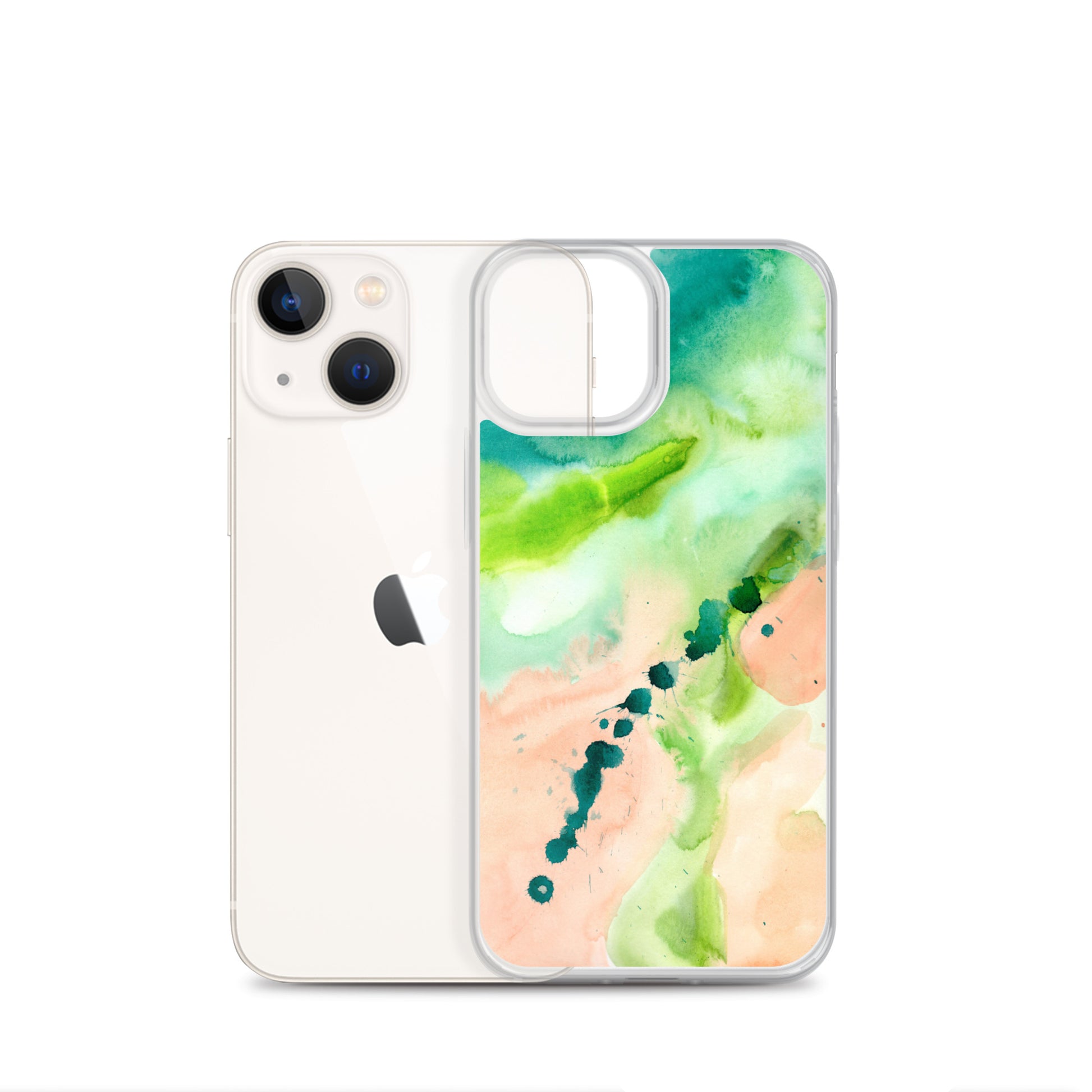 Coral and Aqua Abstract Design Clear Case for iPhone® - Aquamarine Design - Artistic Gifts for Women - Art by Artist Tania Herrera from Aquamarine Design Studio