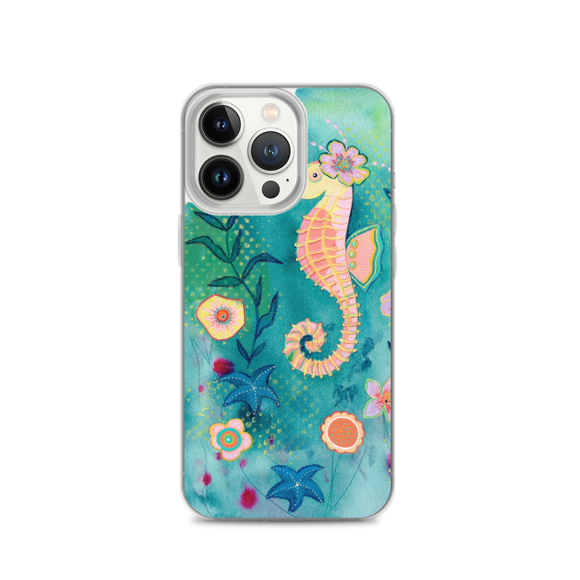 Seahorse Clear Case for iPhone® - Aquamarine Design - Artistic Gifts for Women - Art by Artist Tania Herrera from Aquamarine Design Studio