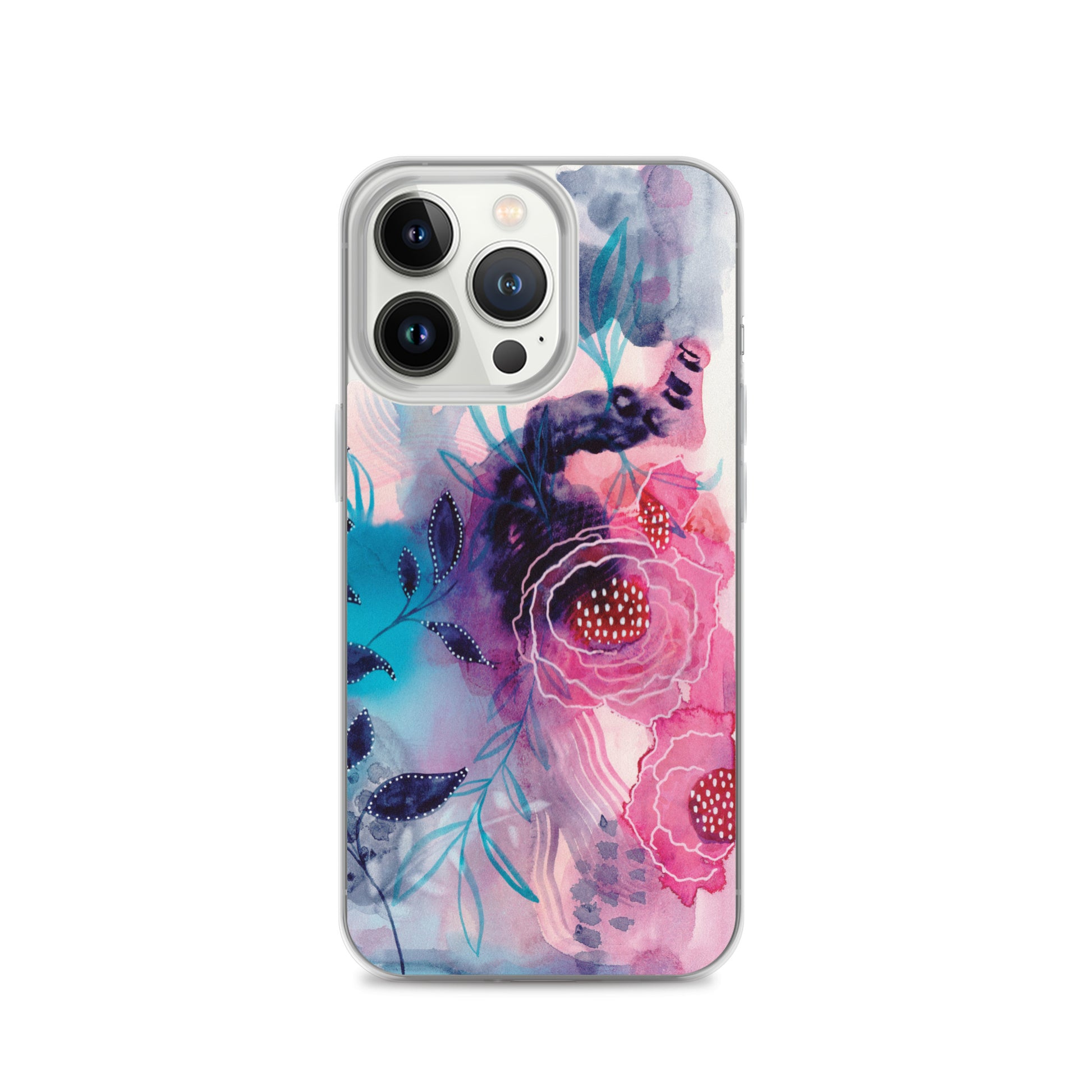 Blue Leaves Clear Case for iPhone® - Aquamarine Design - Artistic Gifts for Women - Art by Artist Tania Herrera from Aquamarine Design Studio