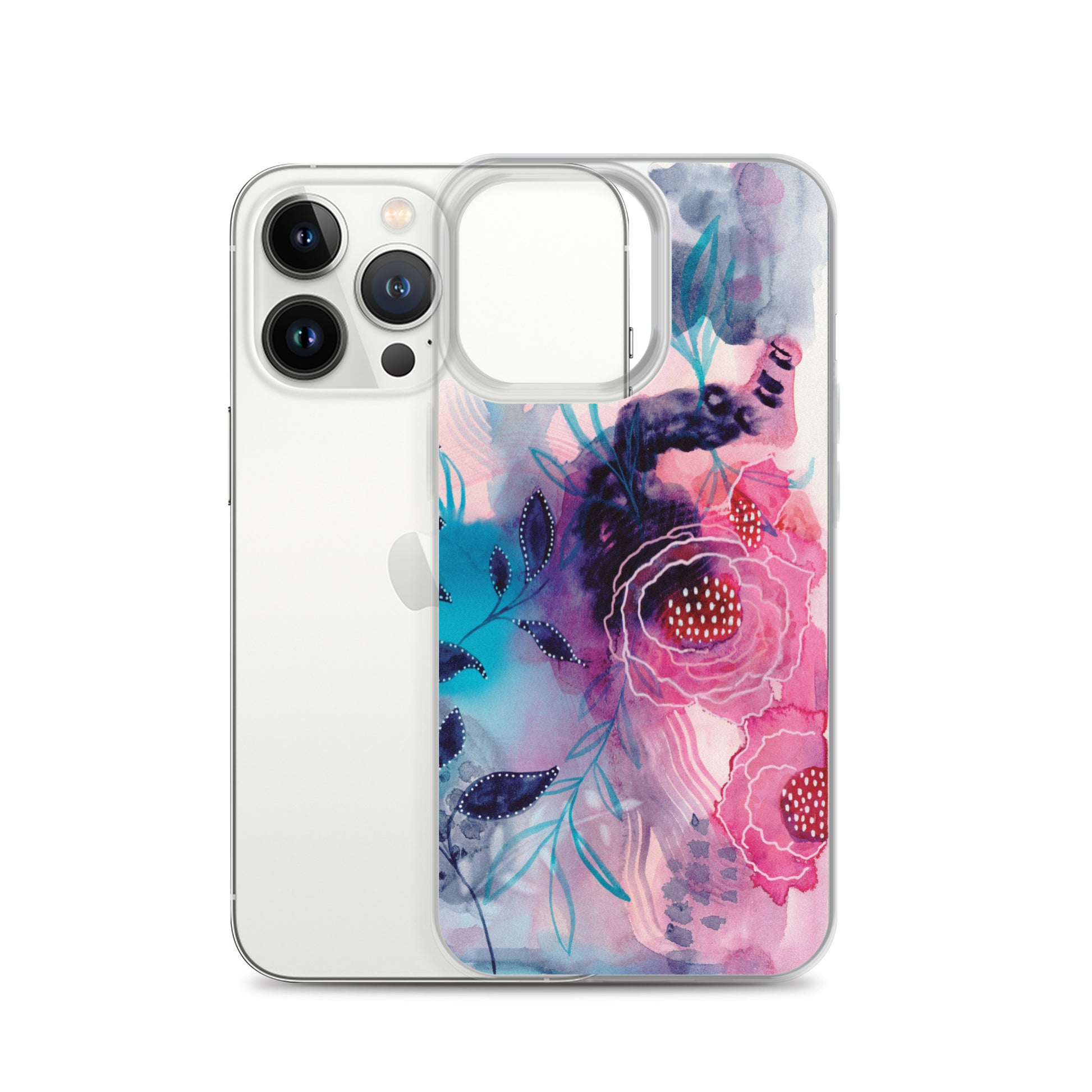 Blue Leaves Clear Case for iPhone® - Aquamarine Design - Artistic Gifts for Women - Art by Artist Tania Herrera from Aquamarine Design Studio