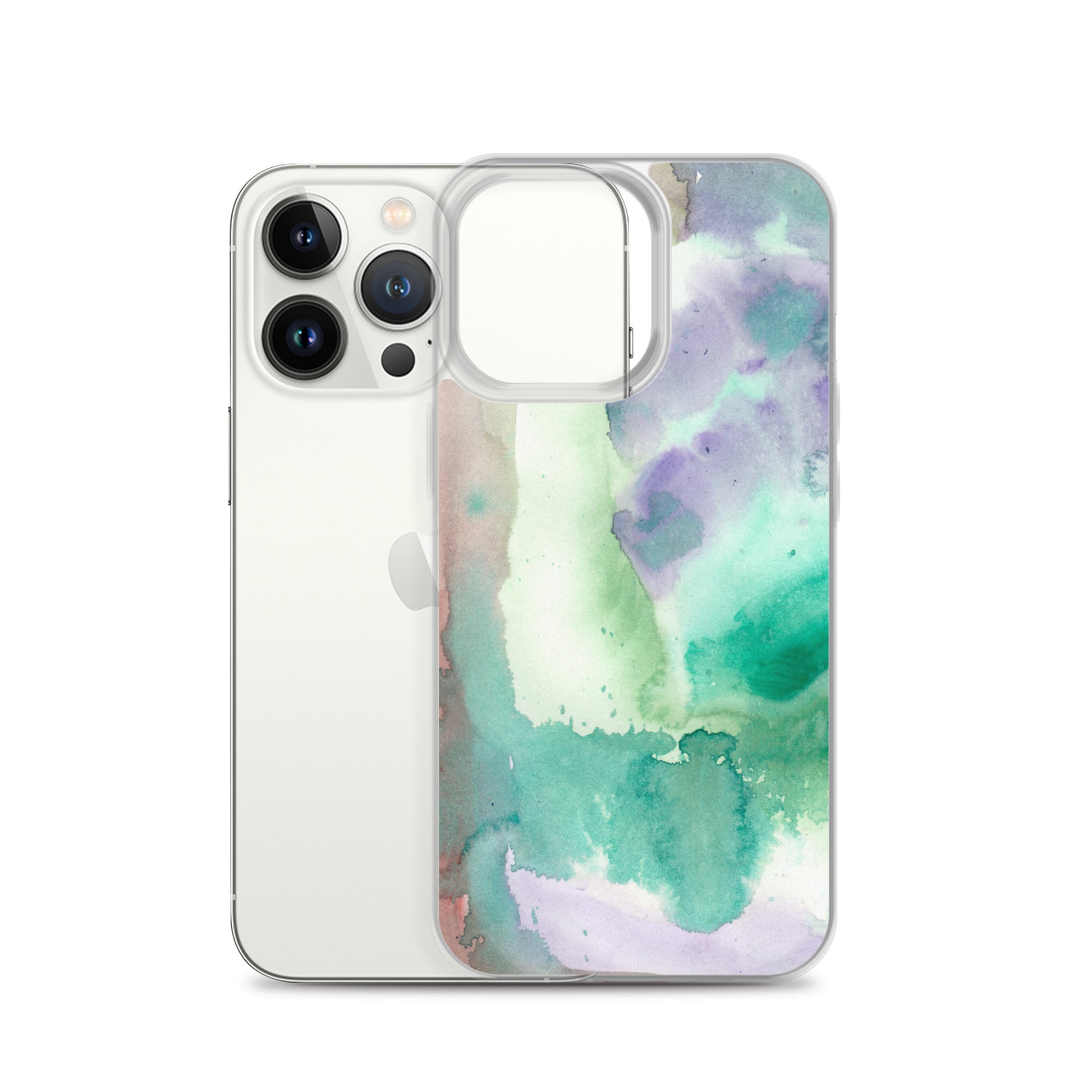 Purple and Green Abstract Clear Case for iPhone® - Aquamarine Design - Artistic Gifts for Women - Art by Artist Tania Herrera from Aquamarine Design Studio