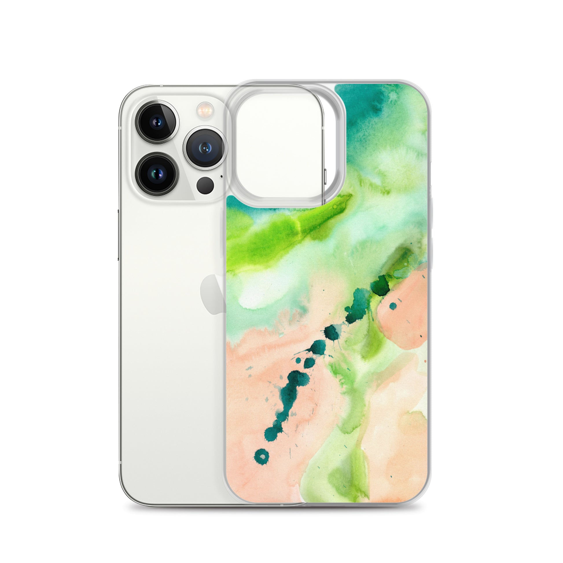 Coral and Aqua Abstract Design Clear Case for iPhone® - Aquamarine Design - Artistic Gifts for Women - Art by Artist Tania Herrera from Aquamarine Design Studio