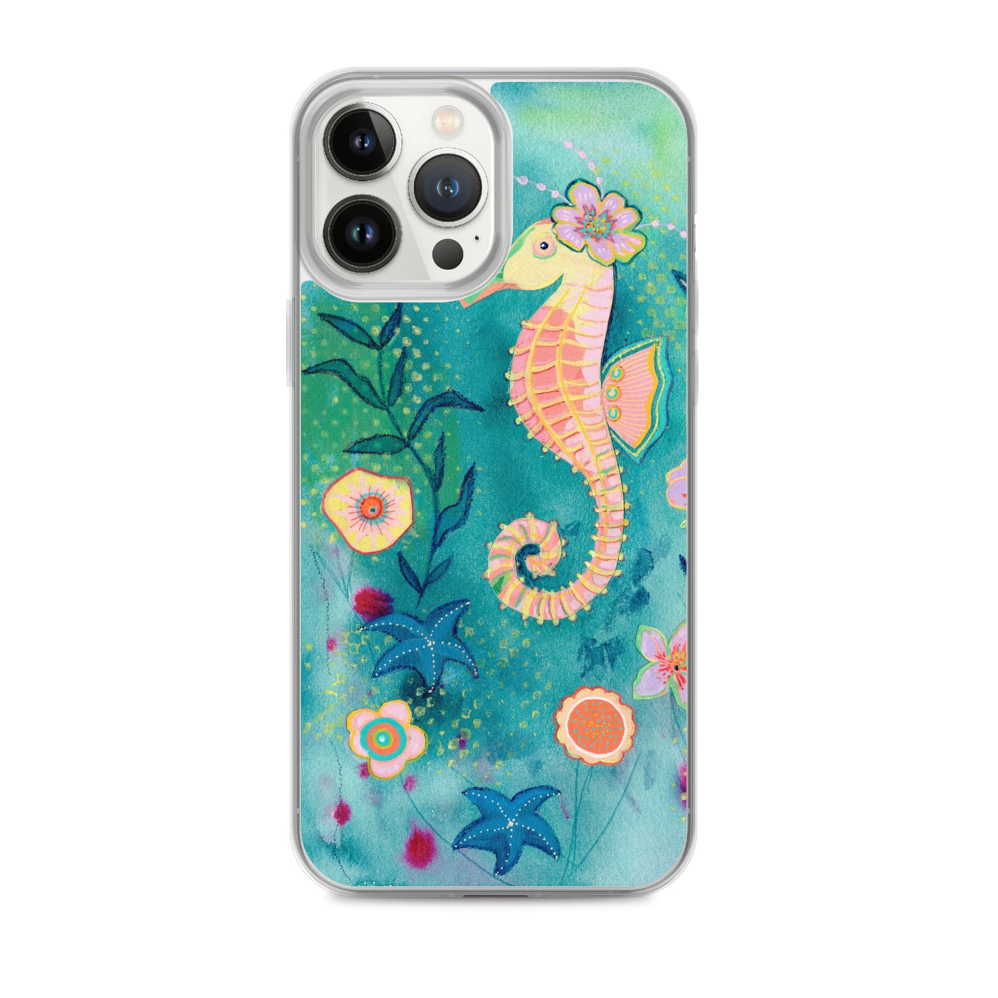 Seahorse Clear Case for iPhone® - Aquamarine Design - Artistic Gifts for Women - Art by Artist Tania Herrera from Aquamarine Design Studio