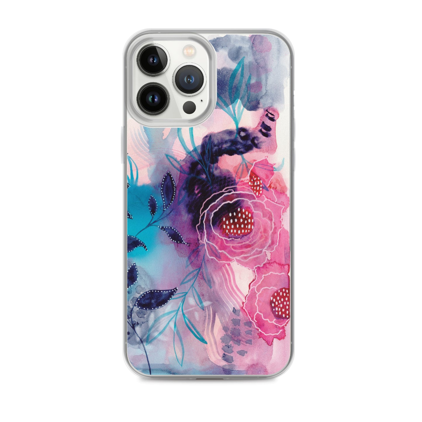 Blue Leaves Clear Case for iPhone® - Aquamarine Design - Artistic Gifts for Women - Art by Artist Tania Herrera from Aquamarine Design Studio