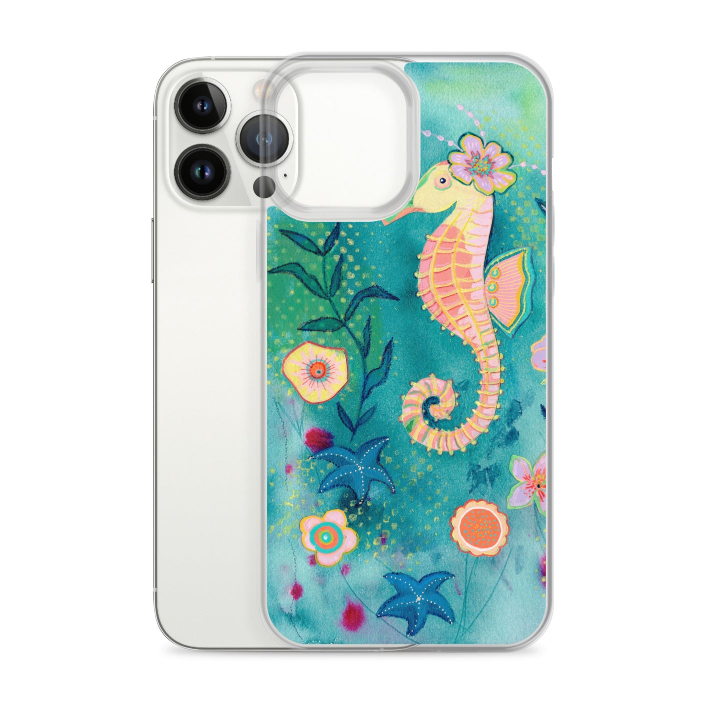 Seahorse Clear Case for iPhone® - Aquamarine Design - Artistic Gifts for Women - Art by Artist Tania Herrera from Aquamarine Design Studio