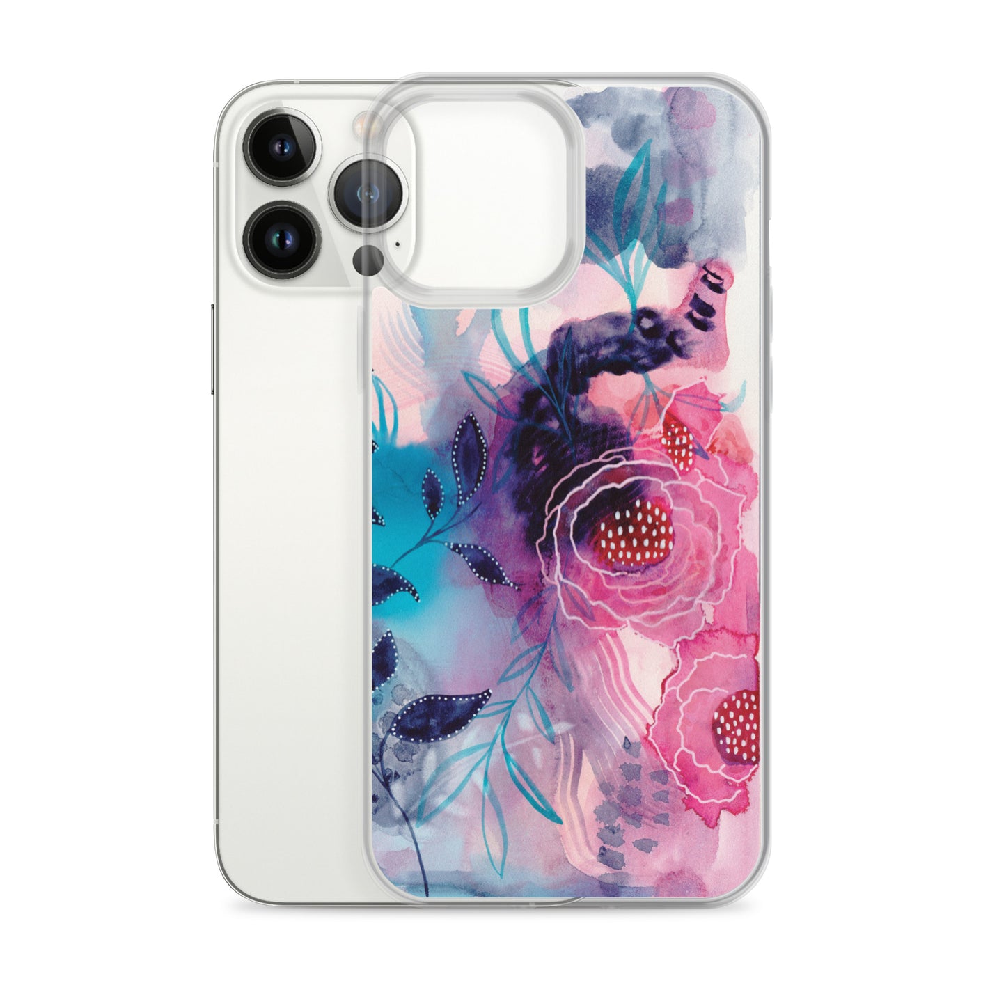 Blue Leaves Clear Case for iPhone® - Aquamarine Design - Artistic Gifts for Women - Art by Artist Tania Herrera from Aquamarine Design Studio