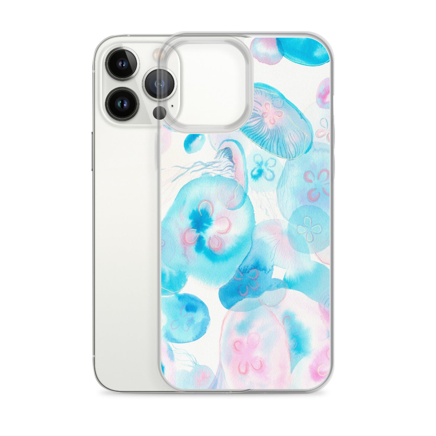 Light Blue Jelly Fish Clear Case for iPhone® - Aquamarine Design - Artistic Gifts for Women - Art by Artist Tania Herrera from Aquamarine Design Studio
