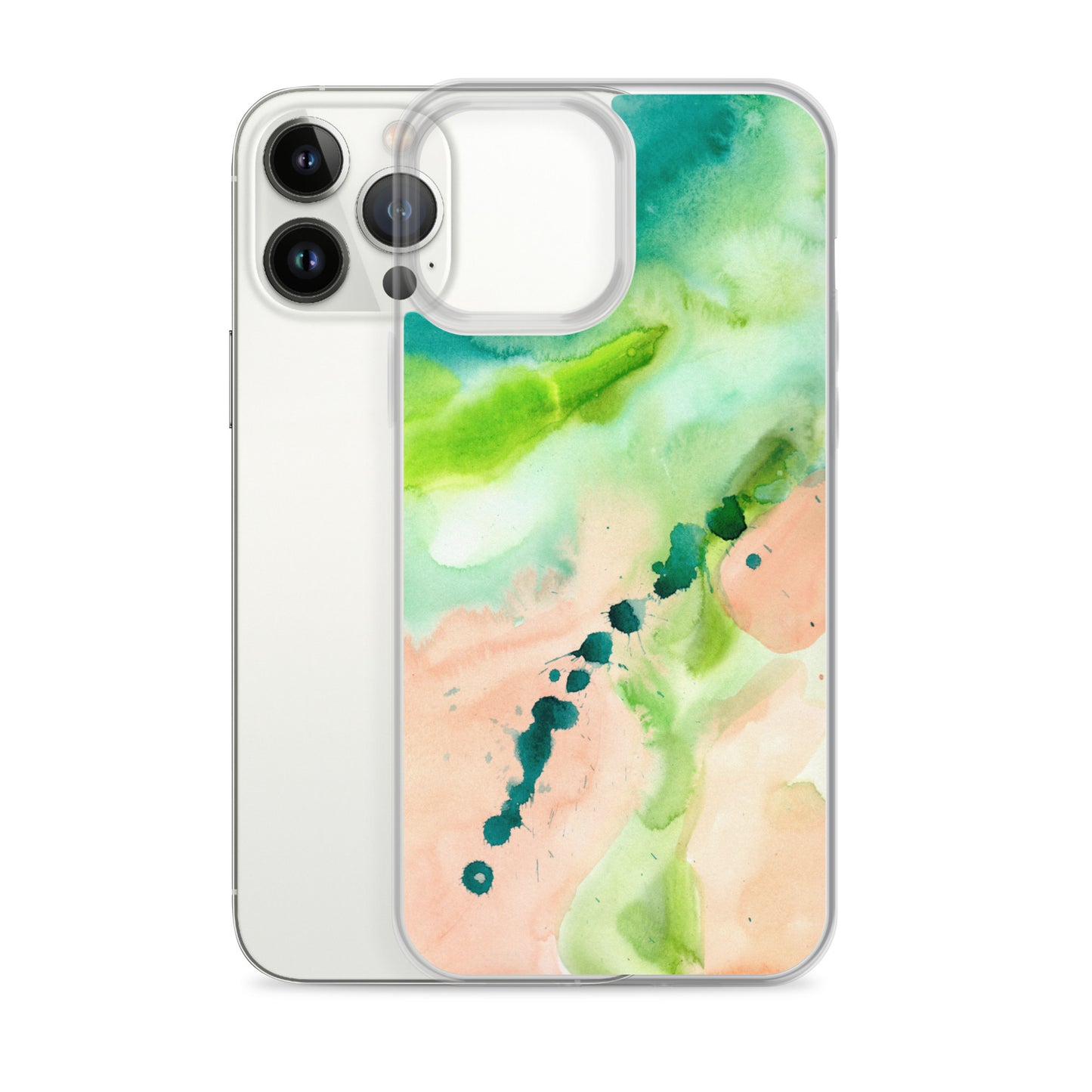 Coral and Aqua Abstract Design Clear Case for iPhone® - Aquamarine Design - Artistic Gifts for Women - Art by Artist Tania Herrera from Aquamarine Design Studio
