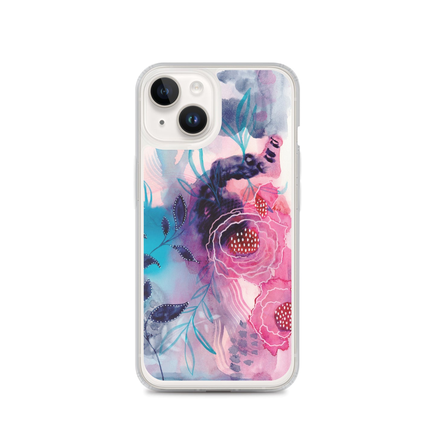 Blue Leaves Clear Case for iPhone® - Aquamarine Design - Artistic Gifts for Women - Art by Artist Tania Herrera from Aquamarine Design Studio