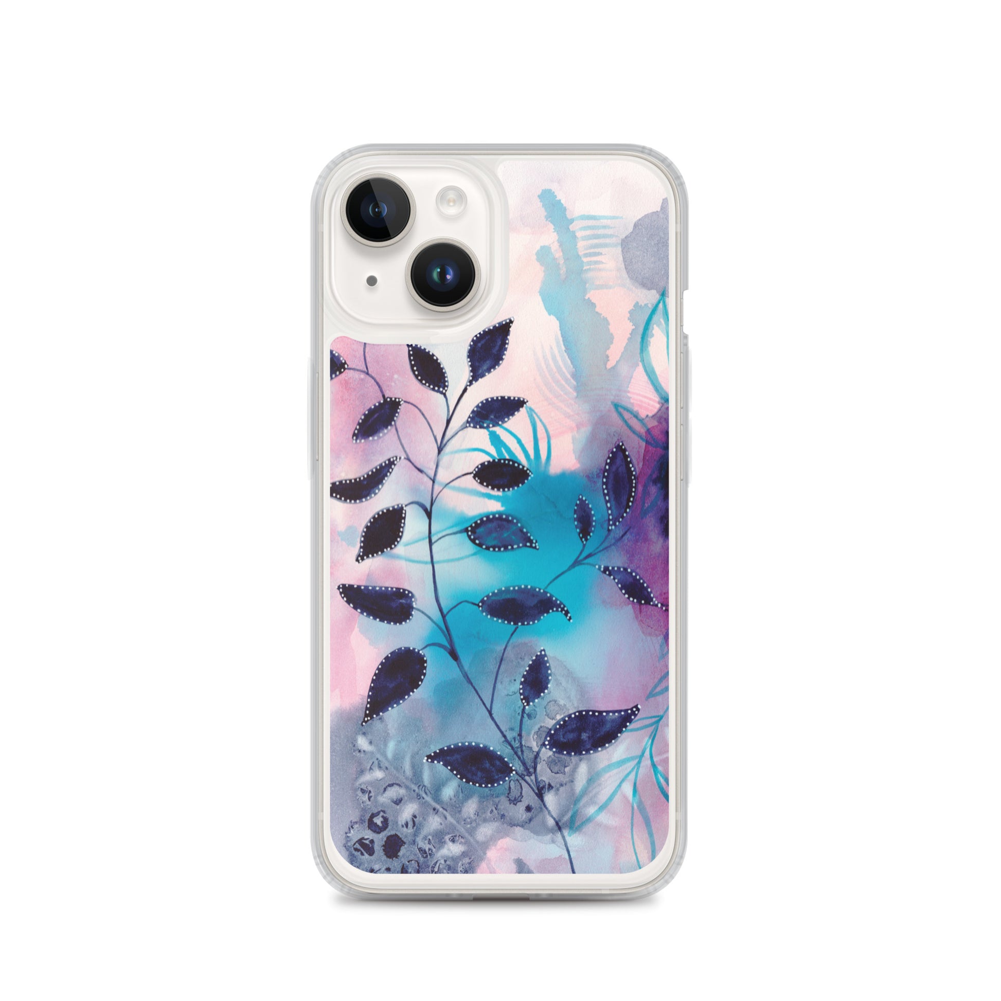 Blue Leaves2 Clear Case for iPhone® - Aquamarine Design - Artistic Gifts for Women - Art by Artist Tania Herrera from Aquamarine Design Studio