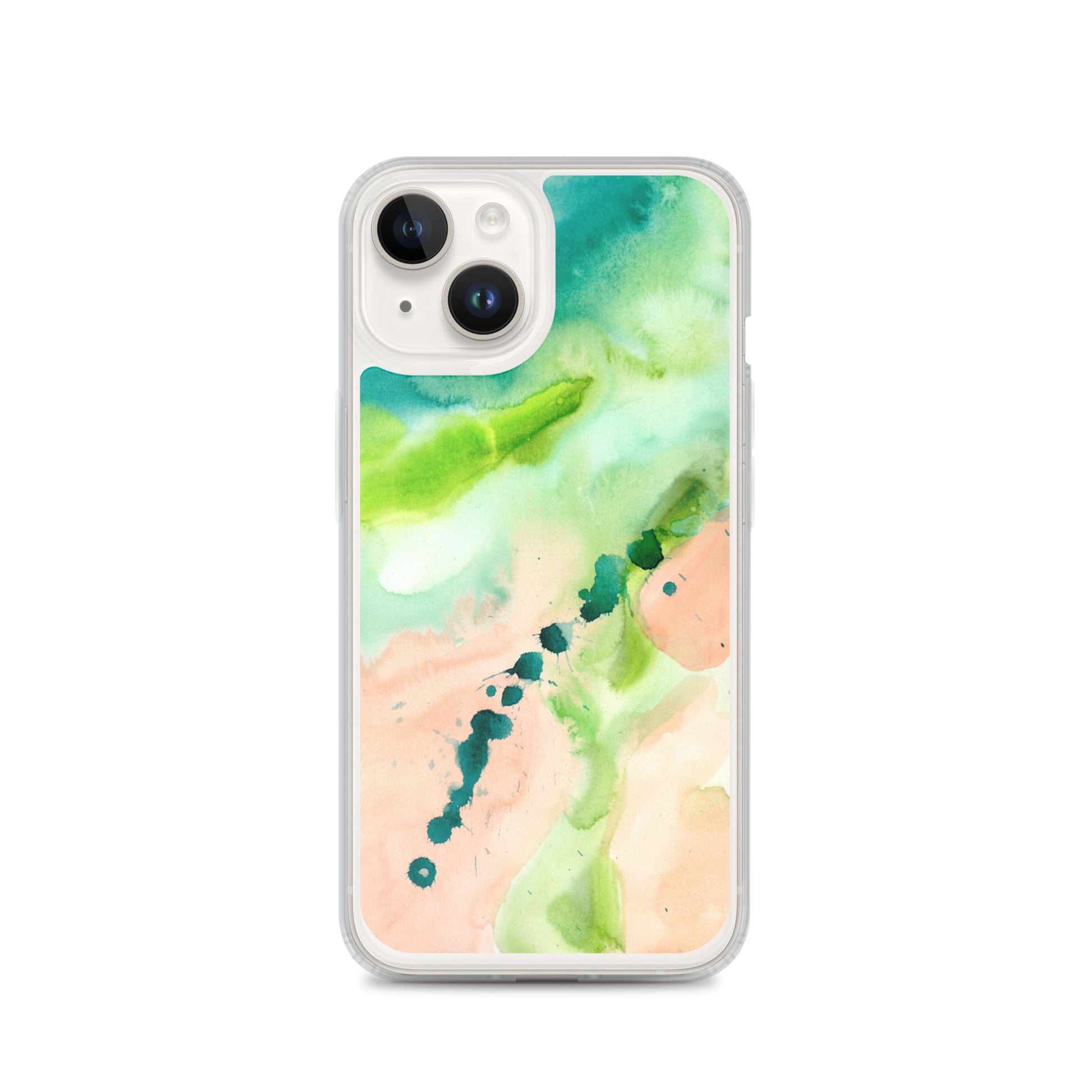Coral and Aqua Abstract Design Clear Case for iPhone® - Aquamarine Design - Artistic Gifts for Women - Art by Artist Tania Herrera from Aquamarine Design Studio