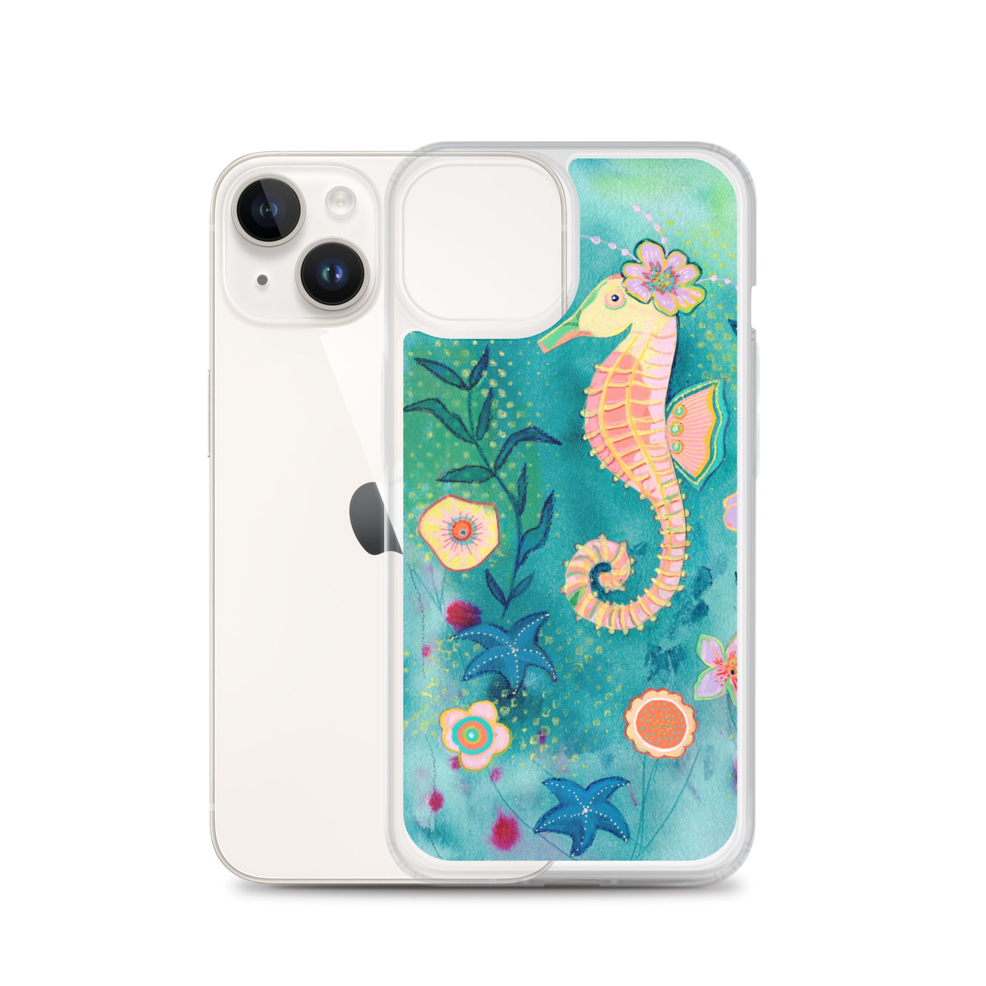 Seahorse Clear Case for iPhone® - Aquamarine Design - Artistic Gifts for Women - Art by Artist Tania Herrera from Aquamarine Design Studio