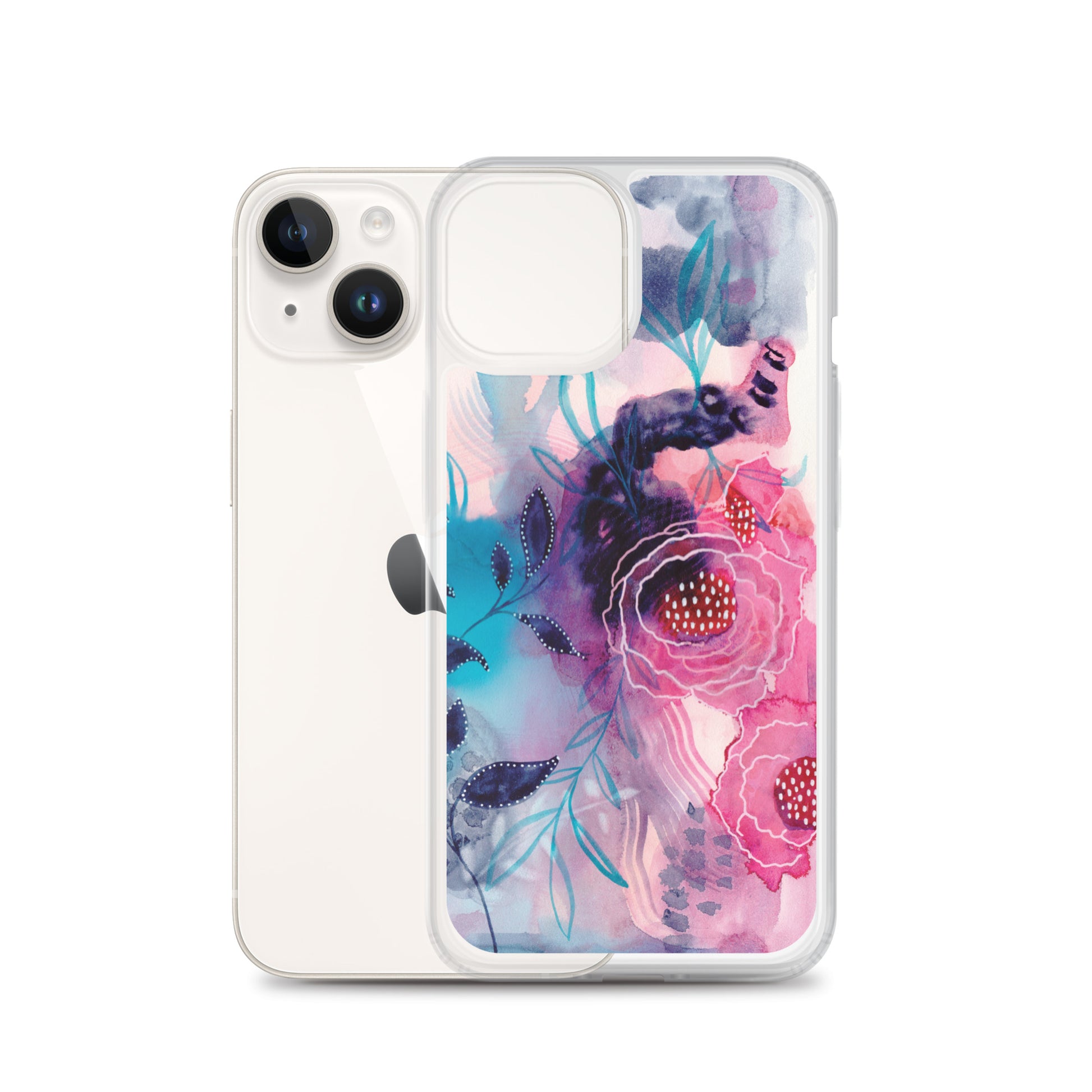 Blue Leaves Clear Case for iPhone® - Aquamarine Design - Artistic Gifts for Women - Art by Artist Tania Herrera from Aquamarine Design Studio