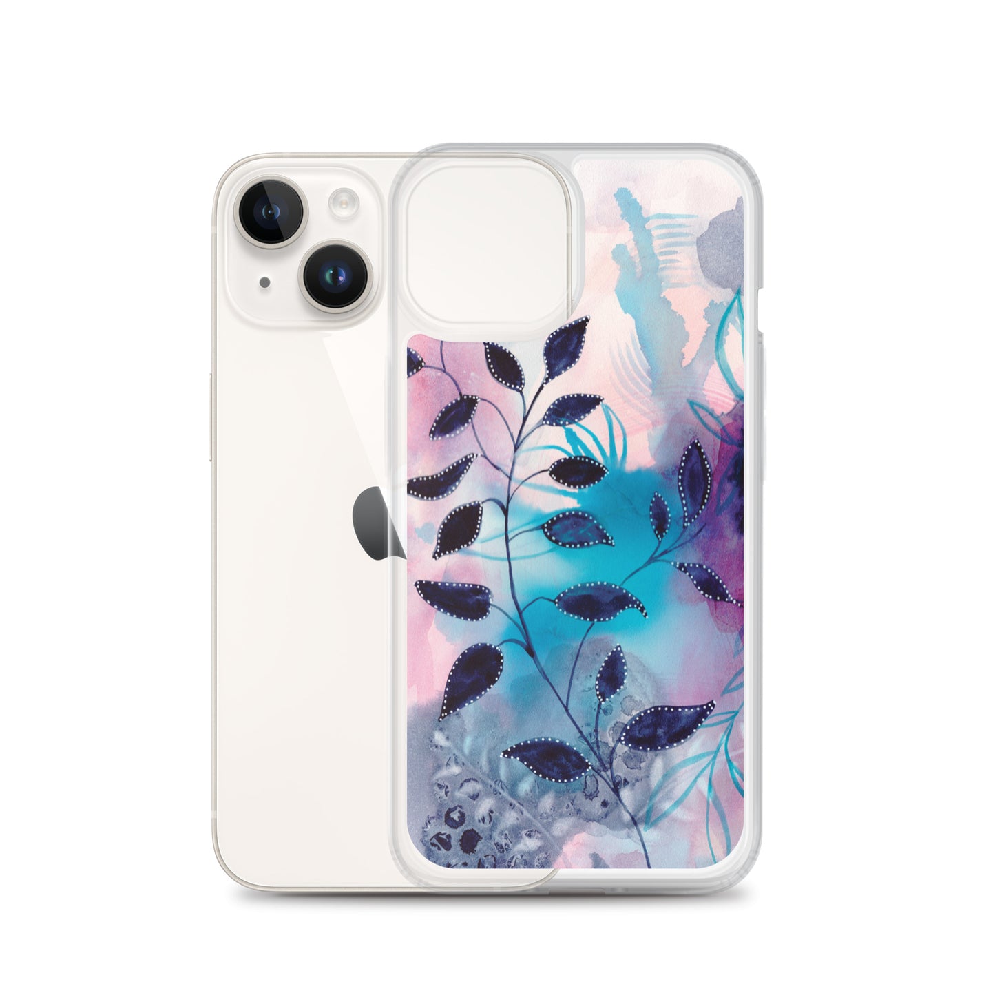 Blue Leaves2 Clear Case for iPhone® - Aquamarine Design - Artistic Gifts for Women - Art by Artist Tania Herrera from Aquamarine Design Studio