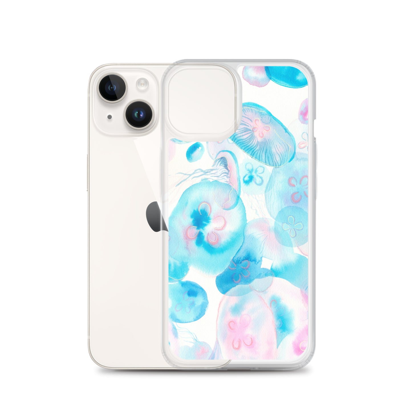 Light Blue Jelly Fish Clear Case for iPhone® - Aquamarine Design - Artistic Gifts for Women - Art by Artist Tania Herrera from Aquamarine Design Studio