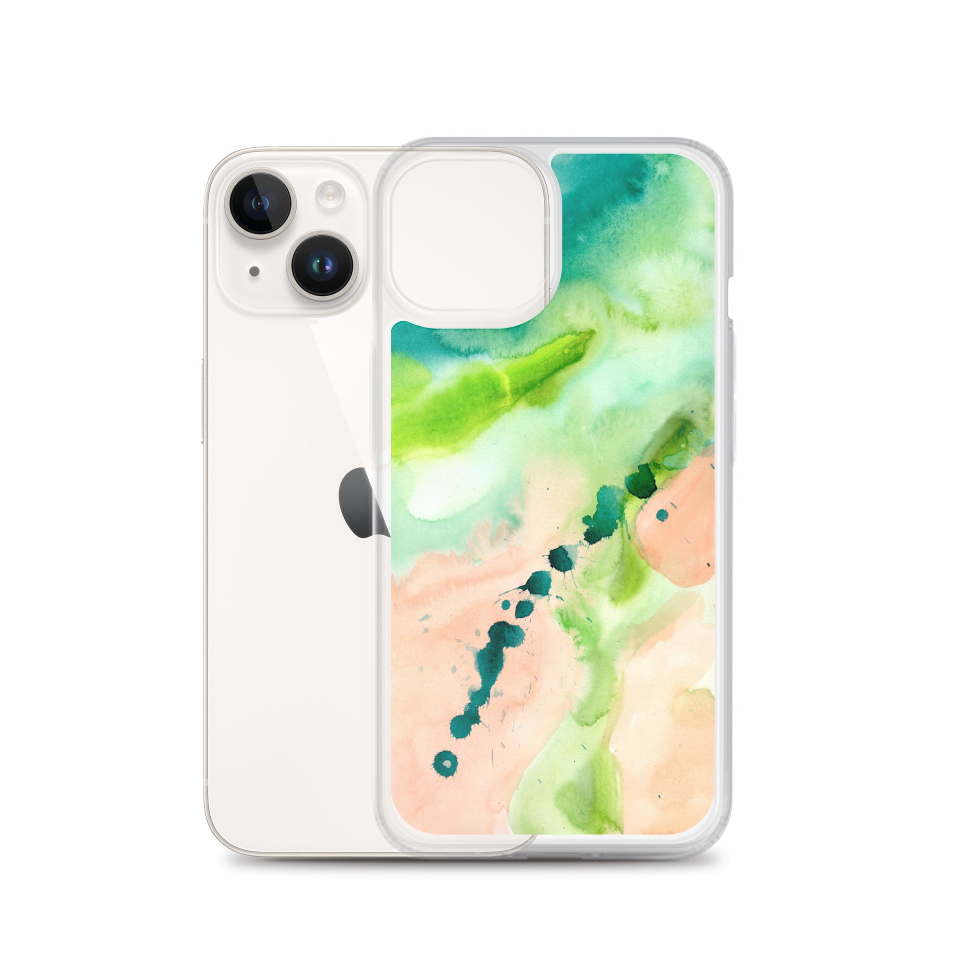 Coral and Aqua Abstract Design Clear Case for iPhone® - Aquamarine Design - Artistic Gifts for Women - Art by Artist Tania Herrera from Aquamarine Design Studio