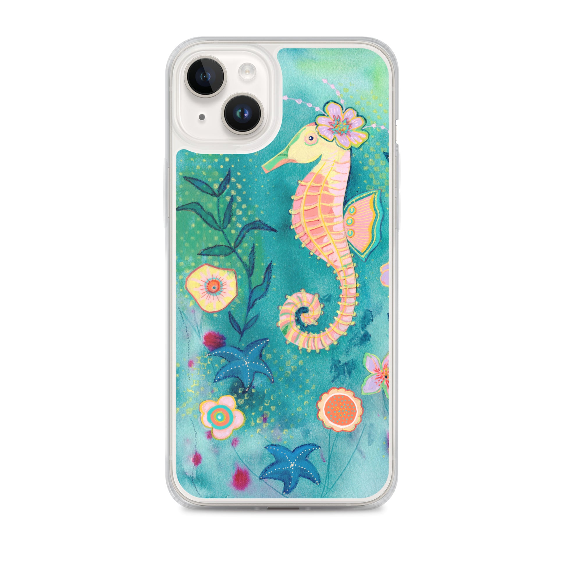 Seahorse Clear Case for iPhone® - Aquamarine Design - Artistic Gifts for Women - Art by Artist Tania Herrera from Aquamarine Design Studio