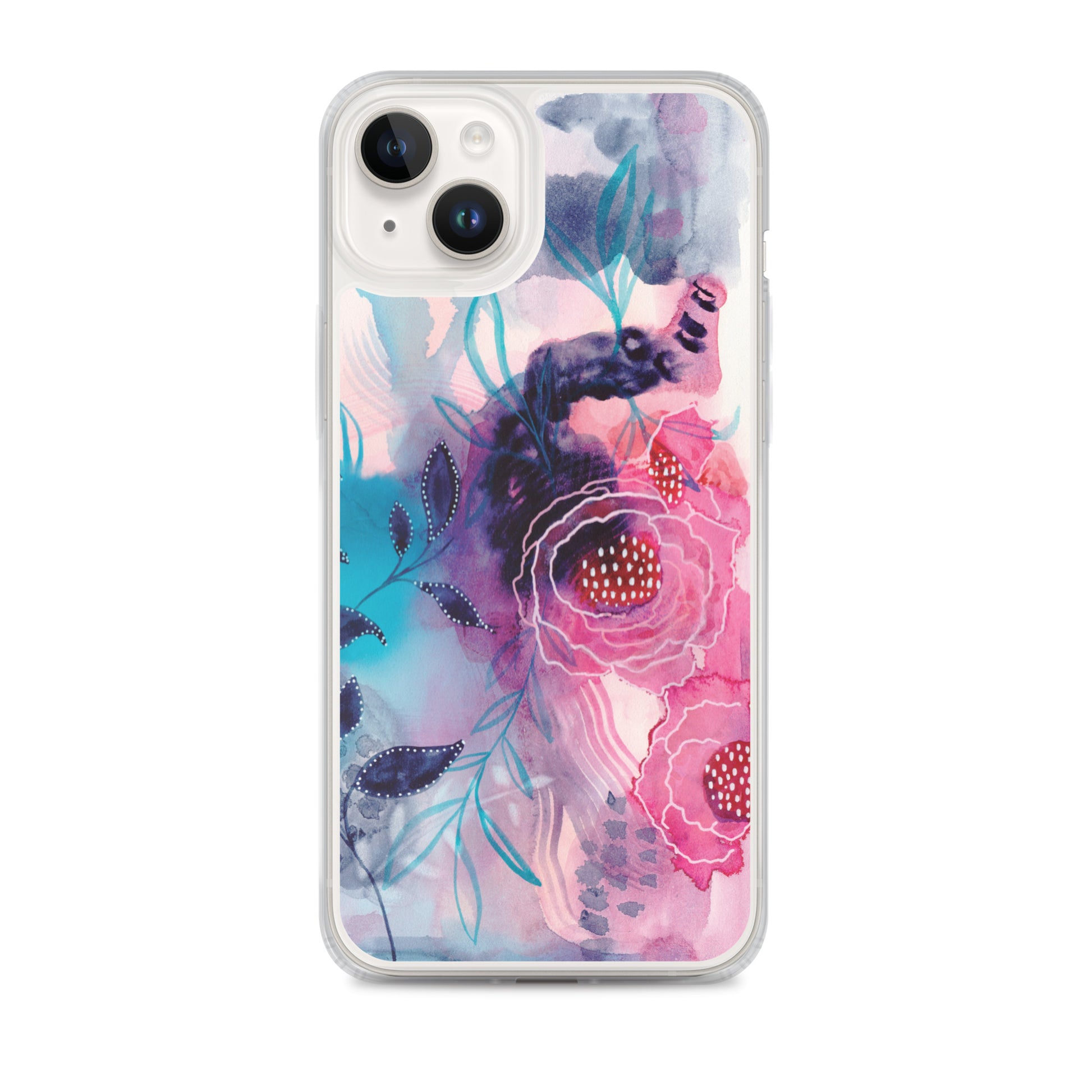 Blue Leaves Clear Case for iPhone® - Aquamarine Design - Artistic Gifts for Women - Art by Artist Tania Herrera from Aquamarine Design Studio