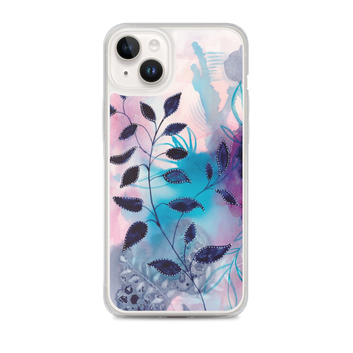 Blue Leaves2 Clear Case for iPhone® - Aquamarine Design - Artistic Gifts for Women - Art by Artist Tania Herrera from Aquamarine Design Studio