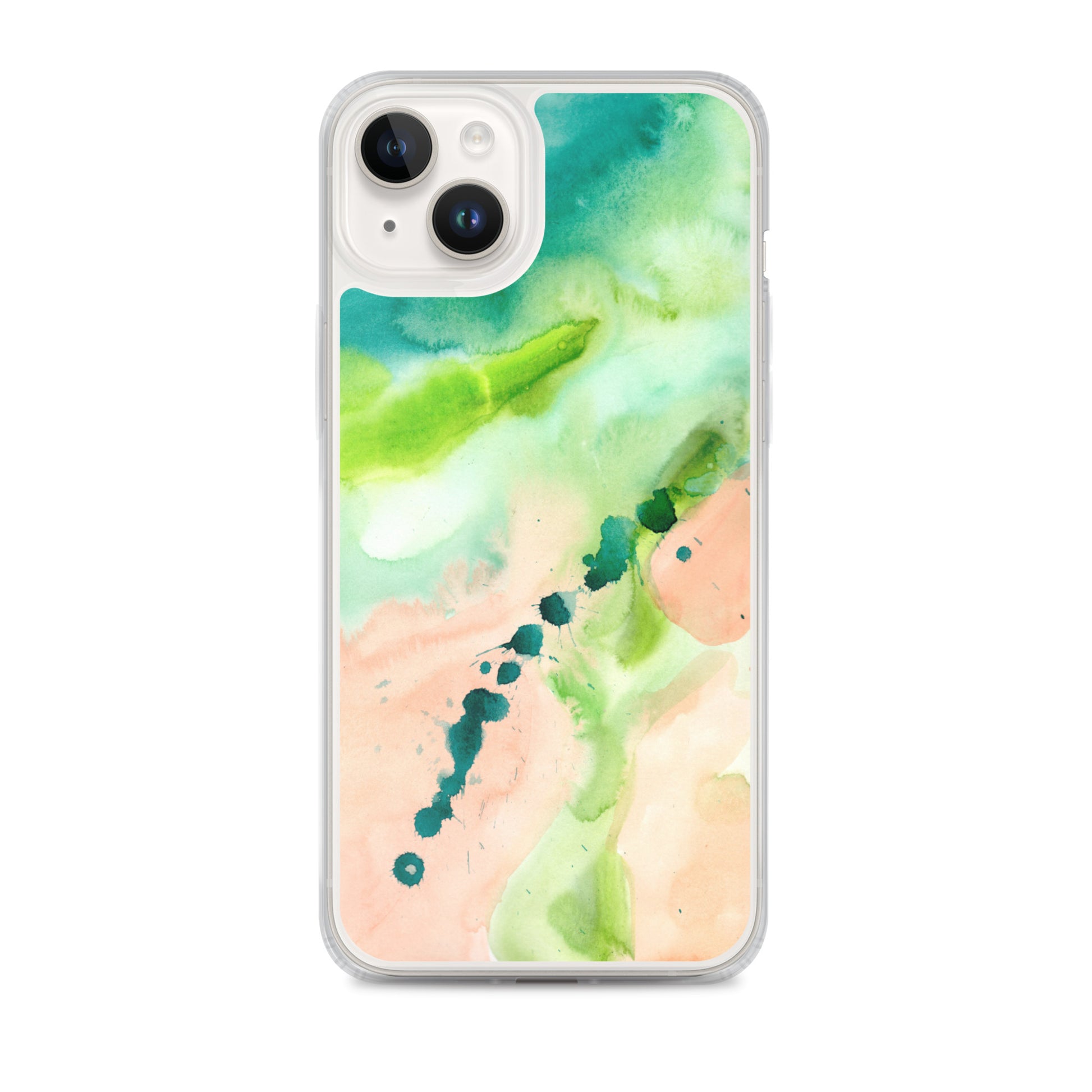 Coral and Aqua Abstract Design Clear Case for iPhone® - Aquamarine Design - Artistic Gifts for Women - Art by Artist Tania Herrera from Aquamarine Design Studio