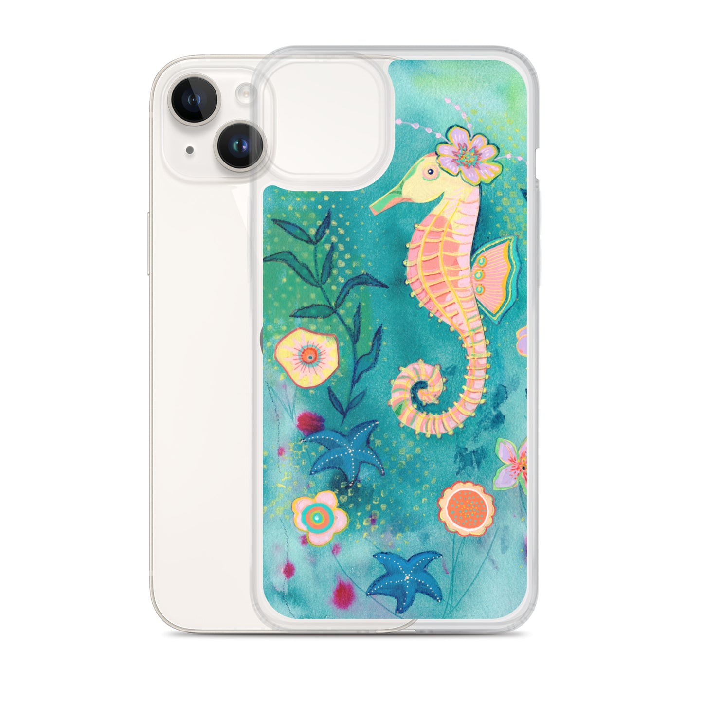 Seahorse Clear Case for iPhone® - Aquamarine Design - Artistic Gifts for Women - Art by Artist Tania Herrera from Aquamarine Design Studio