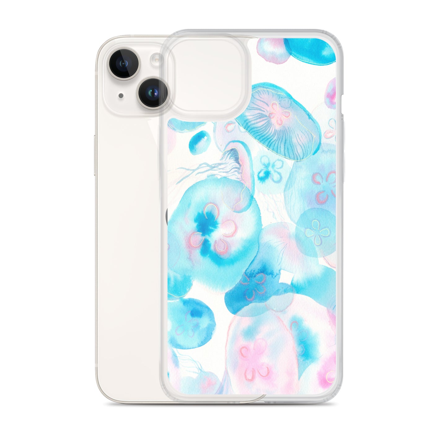 Light Blue Jelly Fish Clear Case for iPhone® - Aquamarine Design - Artistic Gifts for Women - Art by Artist Tania Herrera from Aquamarine Design Studio