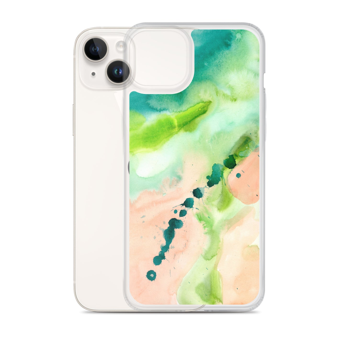 Coral and Aqua Abstract Design Clear Case for iPhone® - Aquamarine Design - Artistic Gifts for Women - Art by Artist Tania Herrera from Aquamarine Design Studio