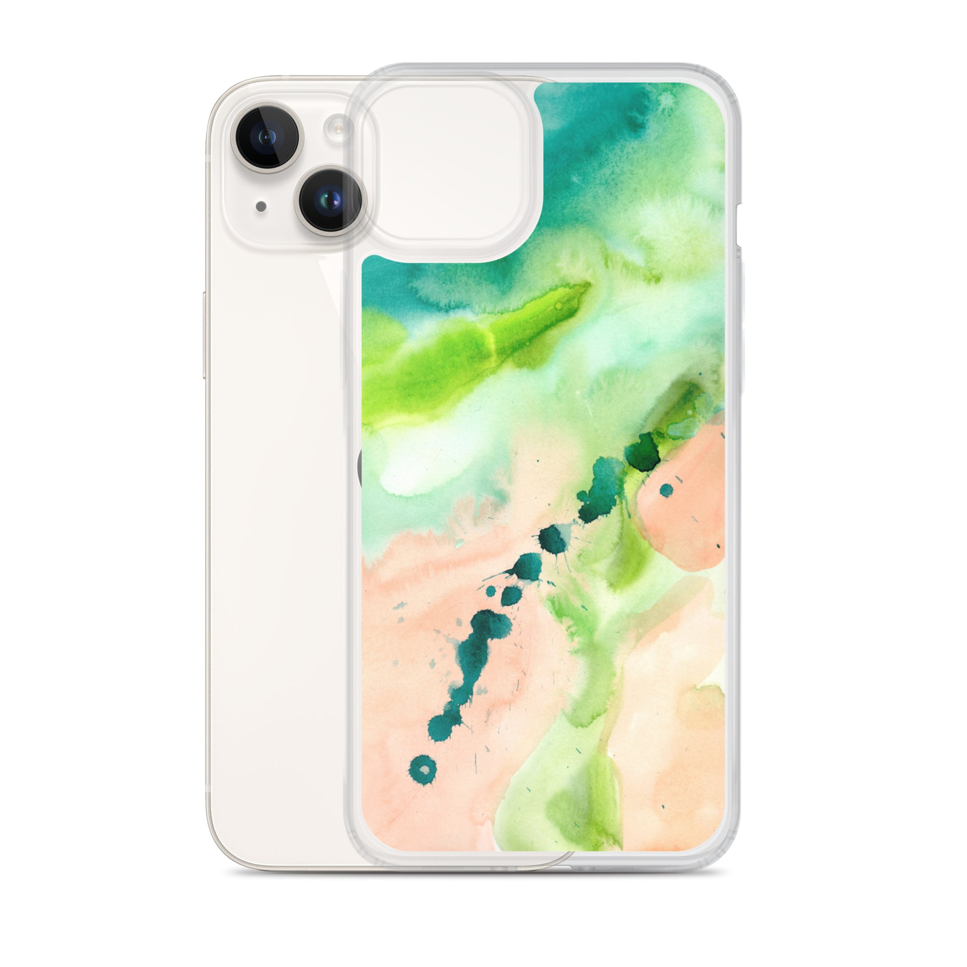 Coral and Aqua Abstract Design Clear Case for iPhone® - Aquamarine Design - Artistic Gifts for Women - Art by Artist Tania Herrera from Aquamarine Design Studio
