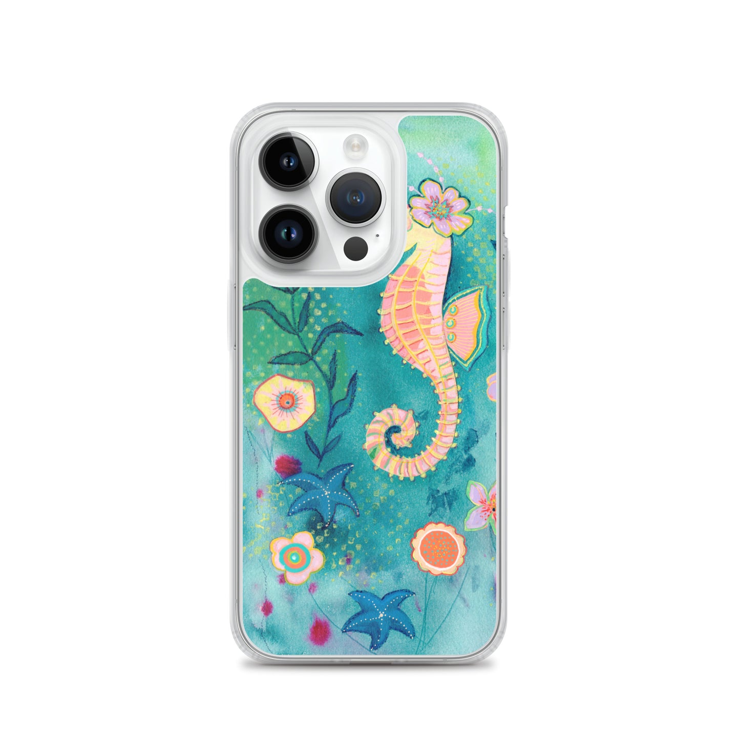 Seahorse Clear Case for iPhone® - Aquamarine Design - Artistic Gifts for Women - Art by Artist Tania Herrera from Aquamarine Design Studio