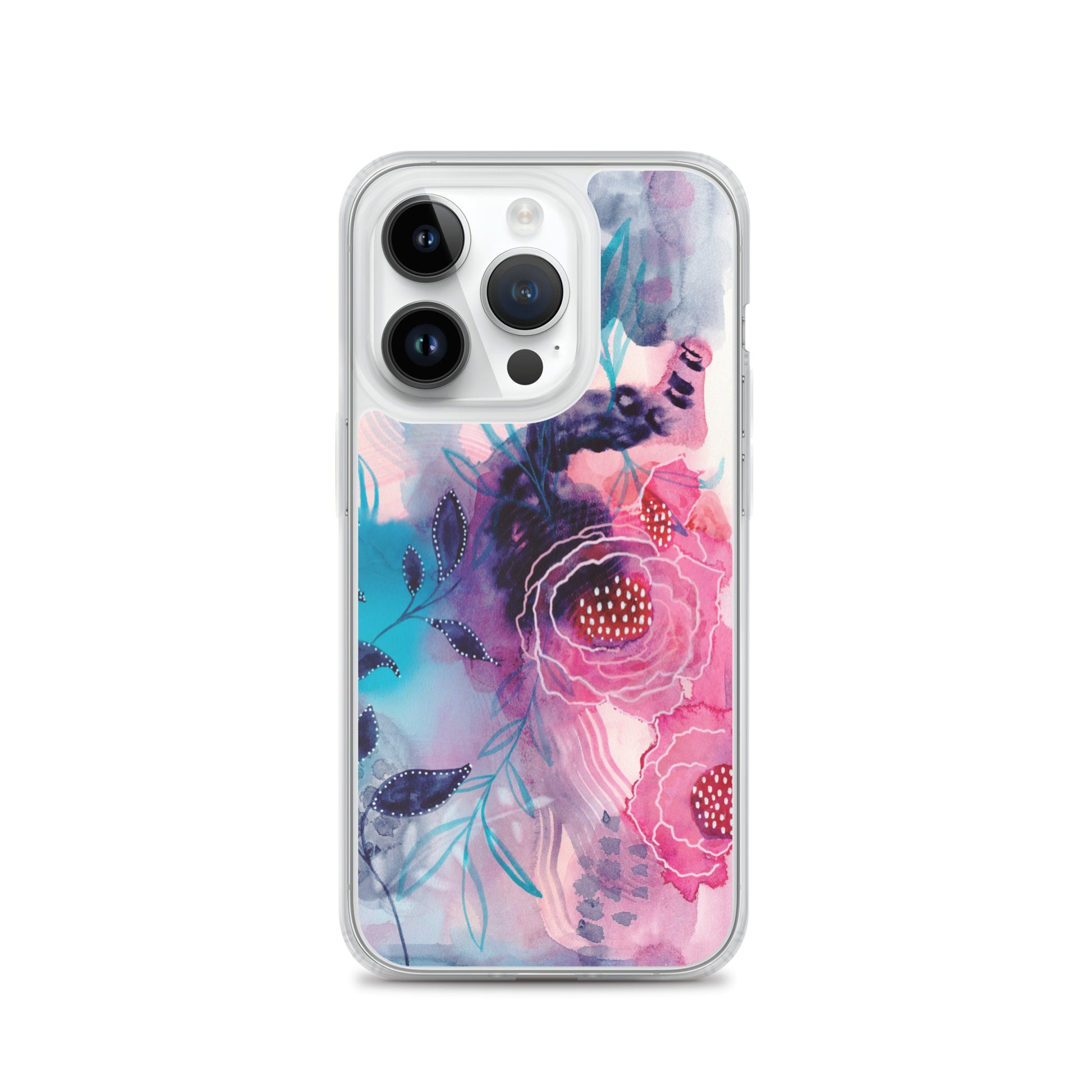 Blue Leaves Clear Case for iPhone® - Aquamarine Design - Artistic Gifts for Women - Art by Artist Tania Herrera from Aquamarine Design Studio