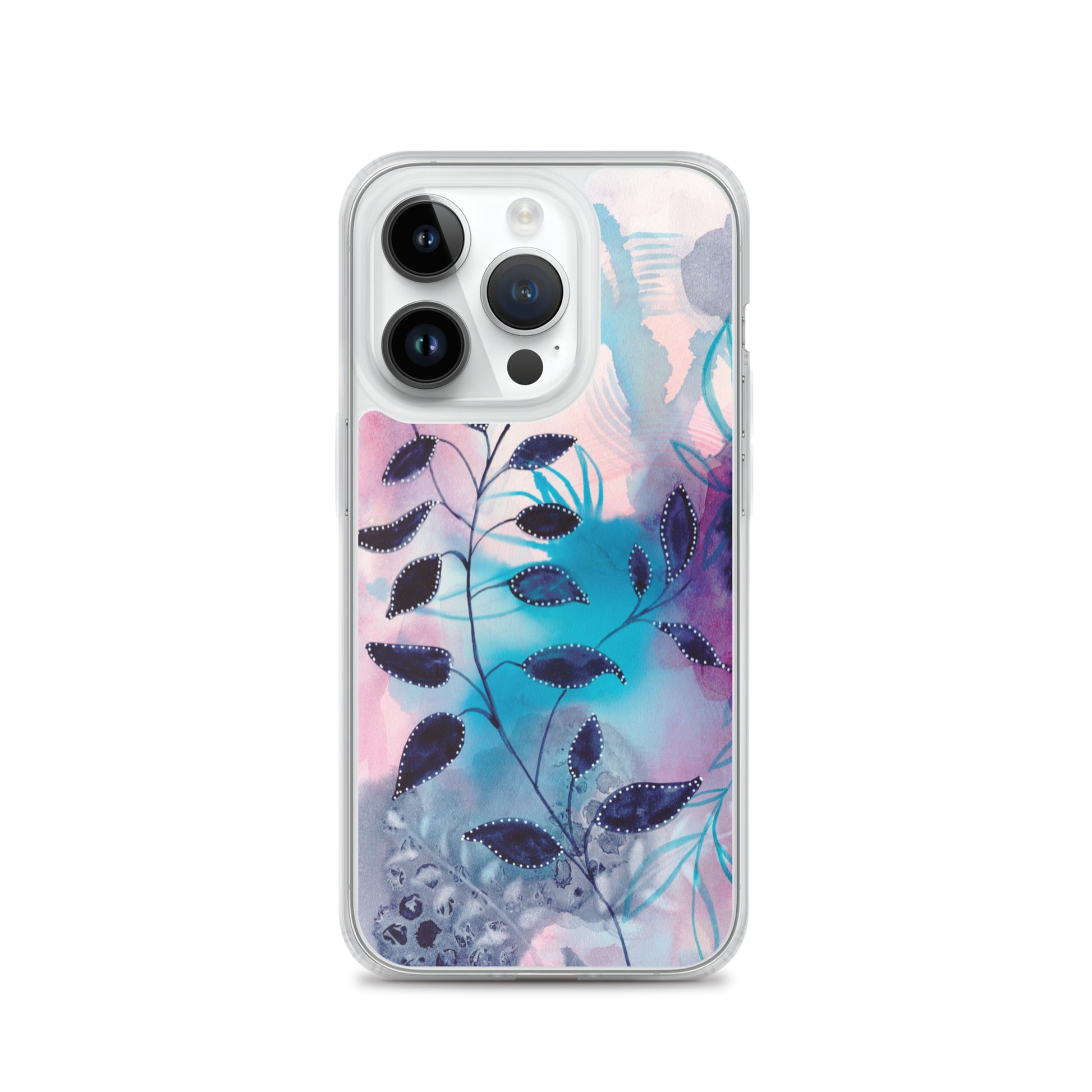 Blue Leaves2 Clear Case for iPhone® - Aquamarine Design - Artistic Gifts for Women - Art by Artist Tania Herrera from Aquamarine Design Studio