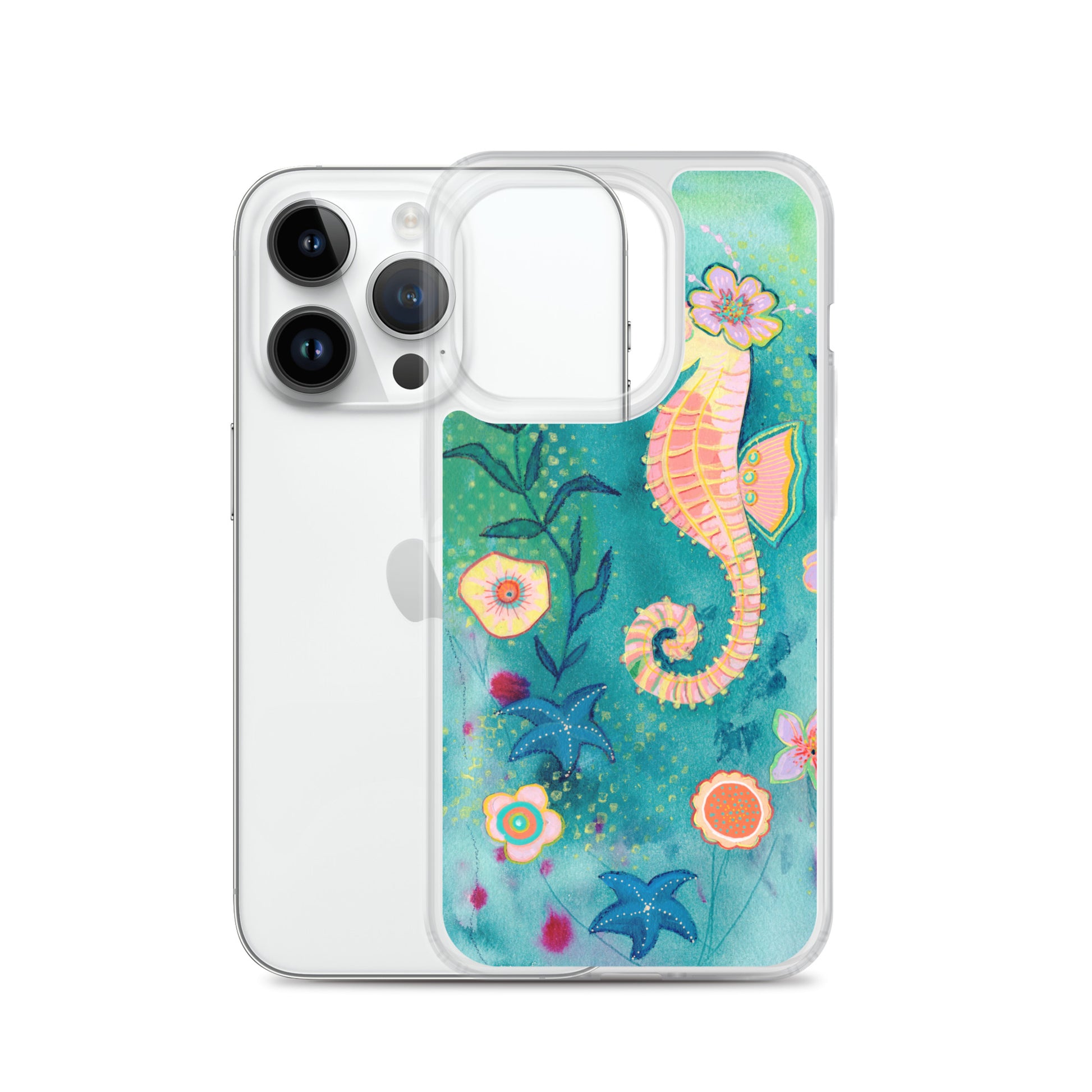 Seahorse Clear Case for iPhone® - Aquamarine Design - Artistic Gifts for Women - Art by Artist Tania Herrera from Aquamarine Design Studio