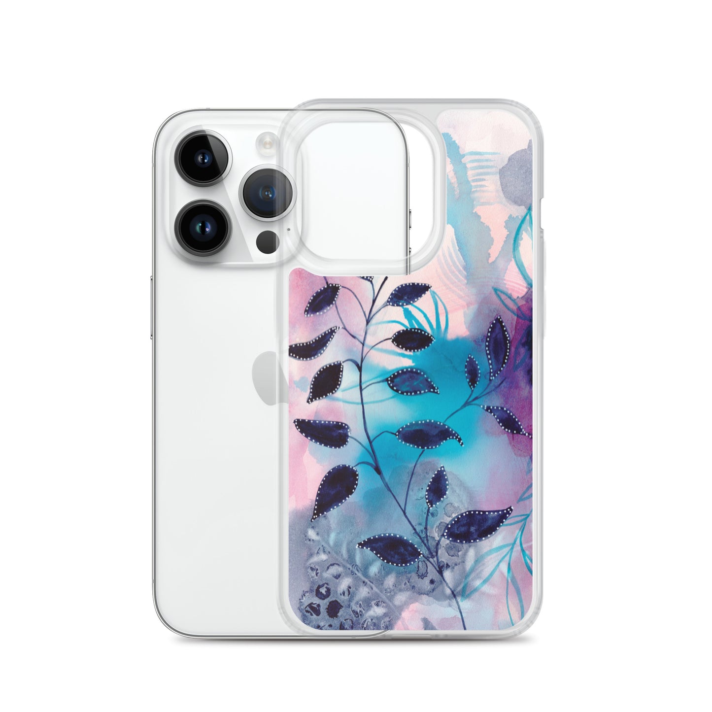 Blue Leaves2 Clear Case for iPhone® - Aquamarine Design - Artistic Gifts for Women - Art by Artist Tania Herrera from Aquamarine Design Studio