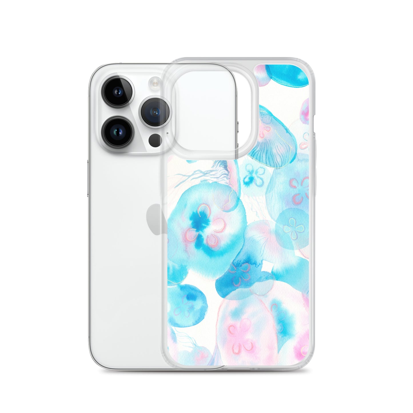Light Blue Jelly Fish Clear Case for iPhone® - Aquamarine Design - Artistic Gifts for Women - Art by Artist Tania Herrera from Aquamarine Design Studio