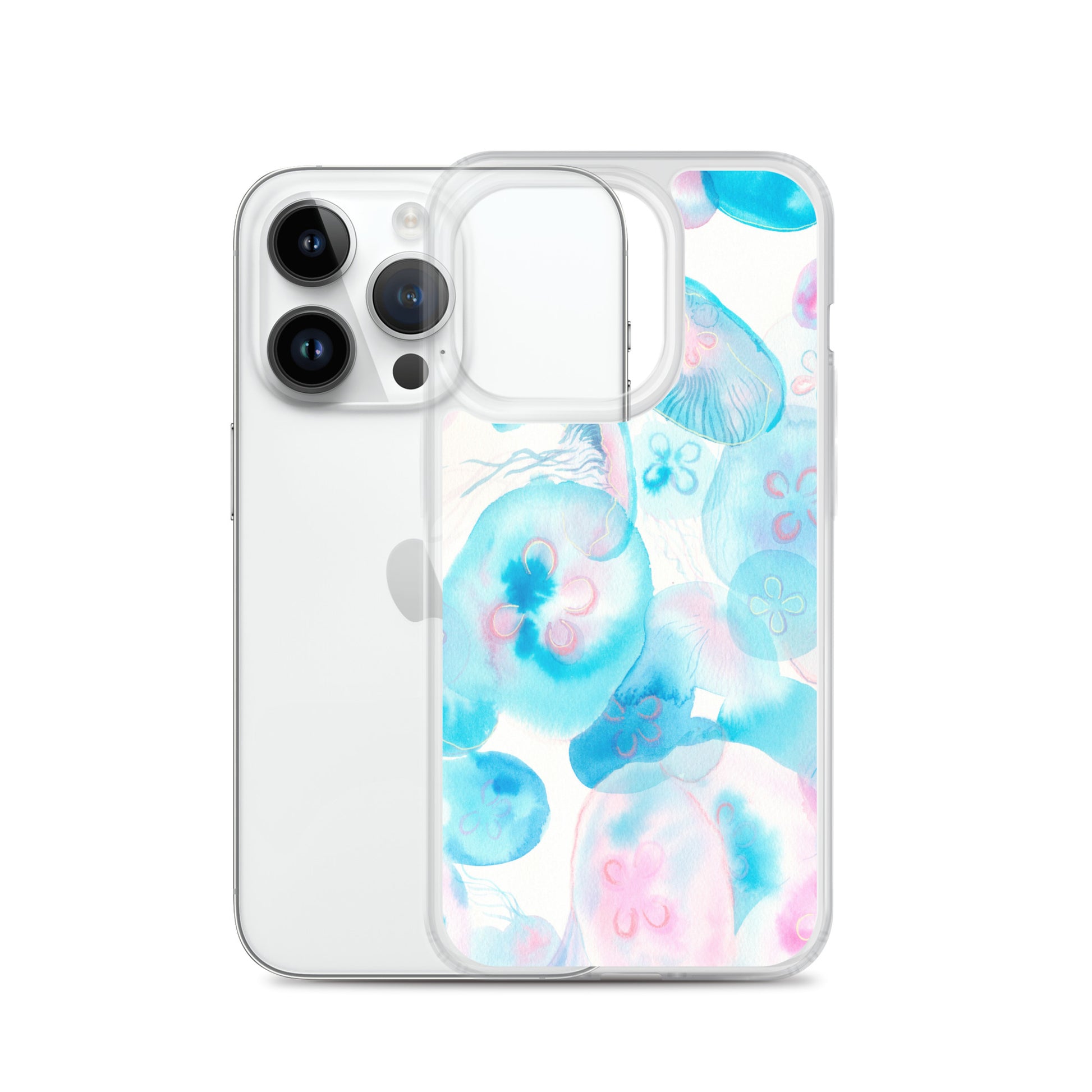 Light Blue Jelly Fish Clear Case for iPhone® - Aquamarine Design - Artistic Gifts for Women - Art by Artist Tania Herrera from Aquamarine Design Studio