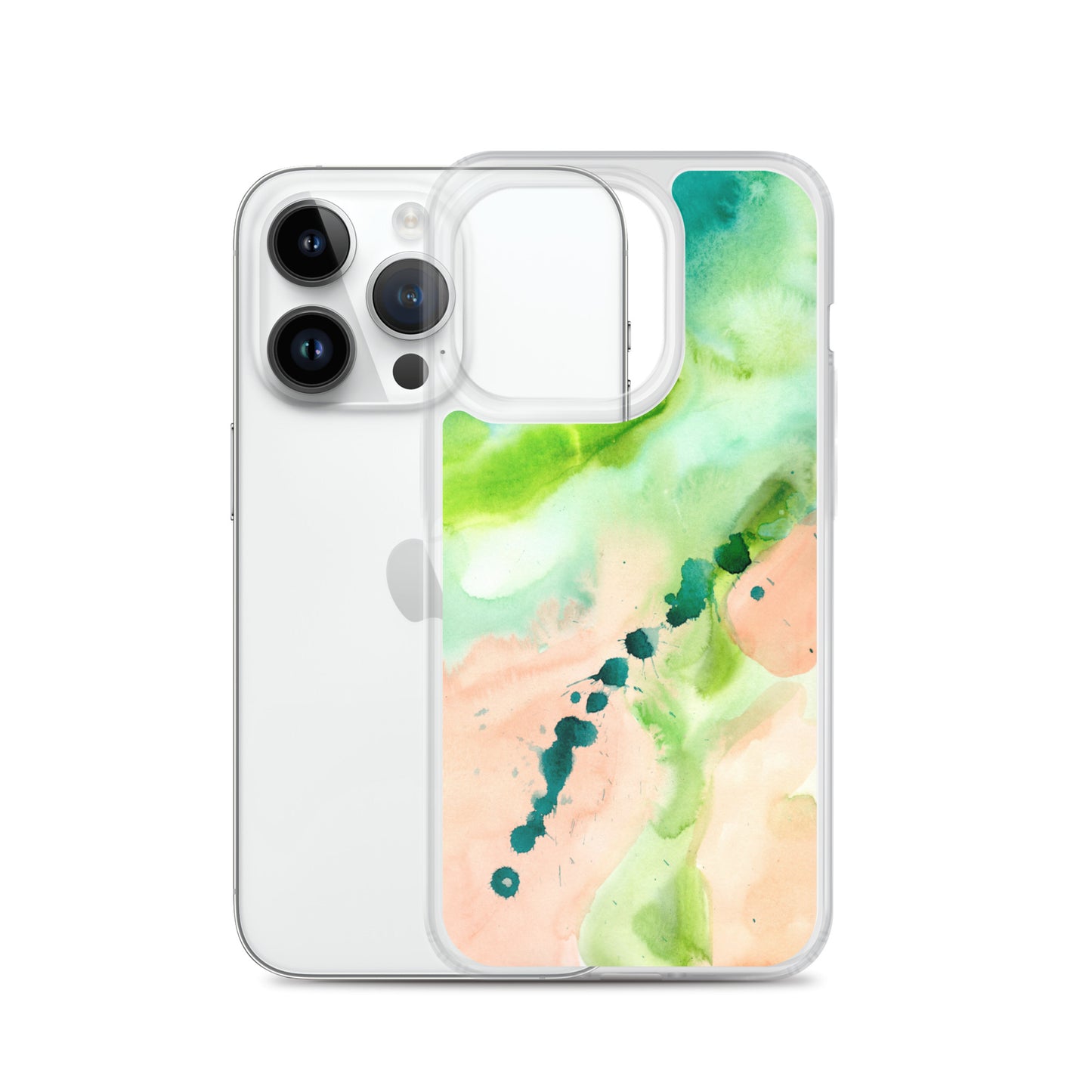Coral and Aqua Abstract Design Clear Case for iPhone® - Aquamarine Design - Artistic Gifts for Women - Art by Artist Tania Herrera from Aquamarine Design Studio