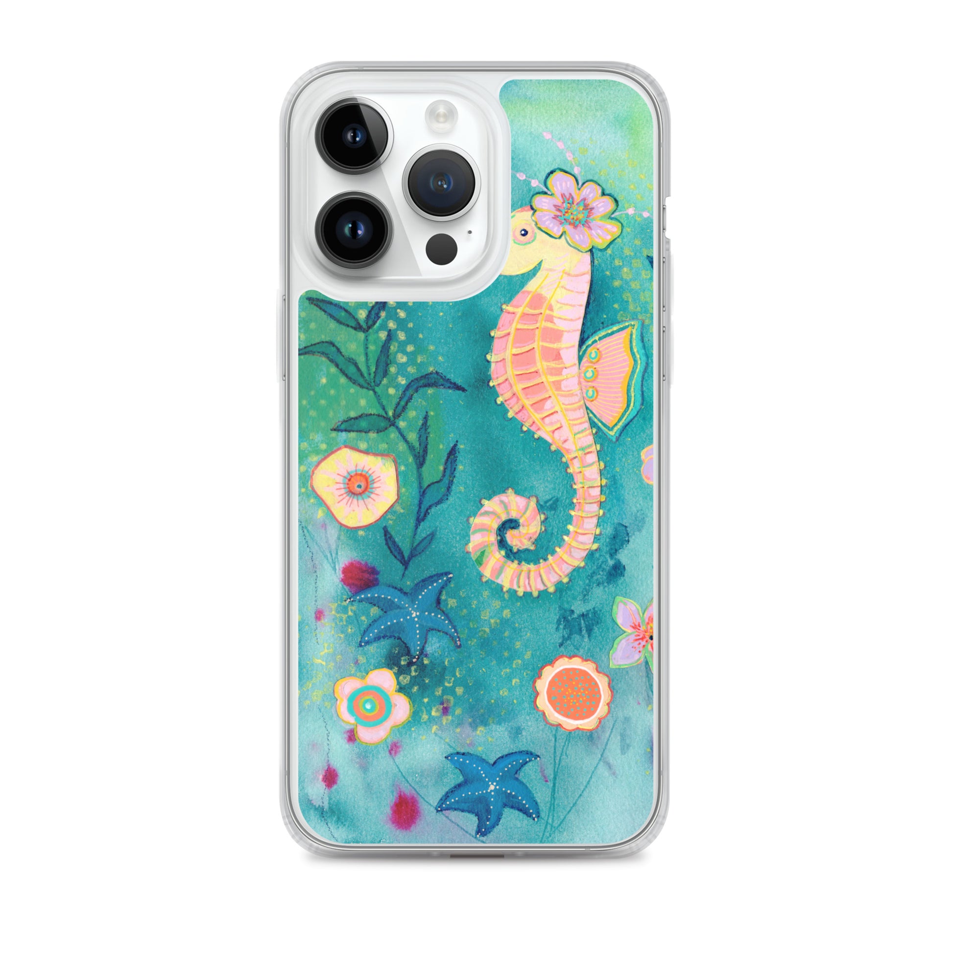 Seahorse Clear Case for iPhone® - Aquamarine Design - Artistic Gifts for Women - Art by Artist Tania Herrera from Aquamarine Design Studio