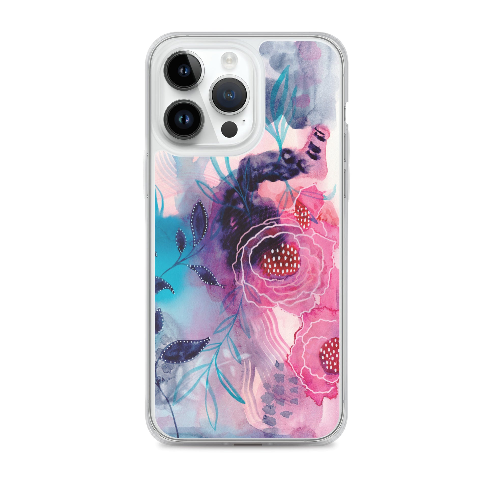 Blue Leaves Clear Case for iPhone® - Aquamarine Design - Artistic Gifts for Women - Art by Artist Tania Herrera from Aquamarine Design Studio