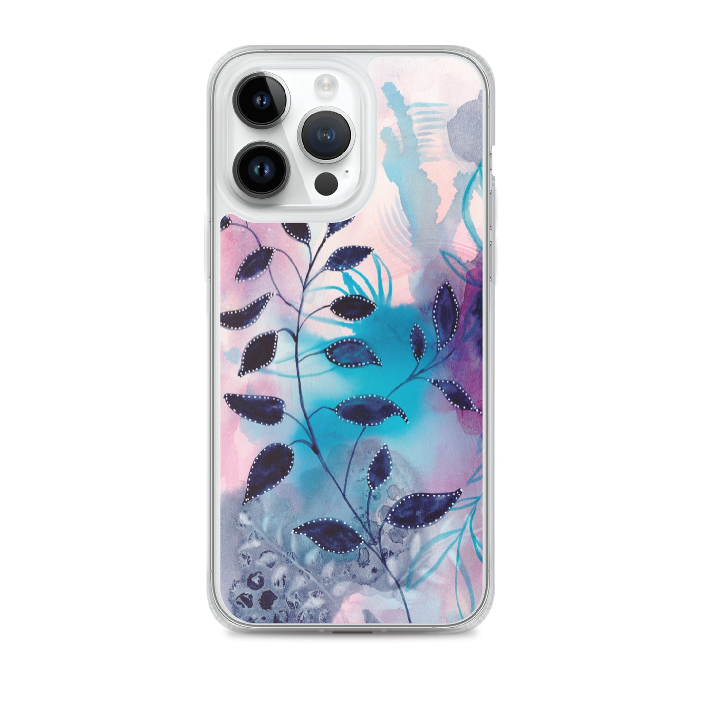 Blue Leaves2 Clear Case for iPhone® - Aquamarine Design - Artistic Gifts for Women - Art by Artist Tania Herrera from Aquamarine Design Studio