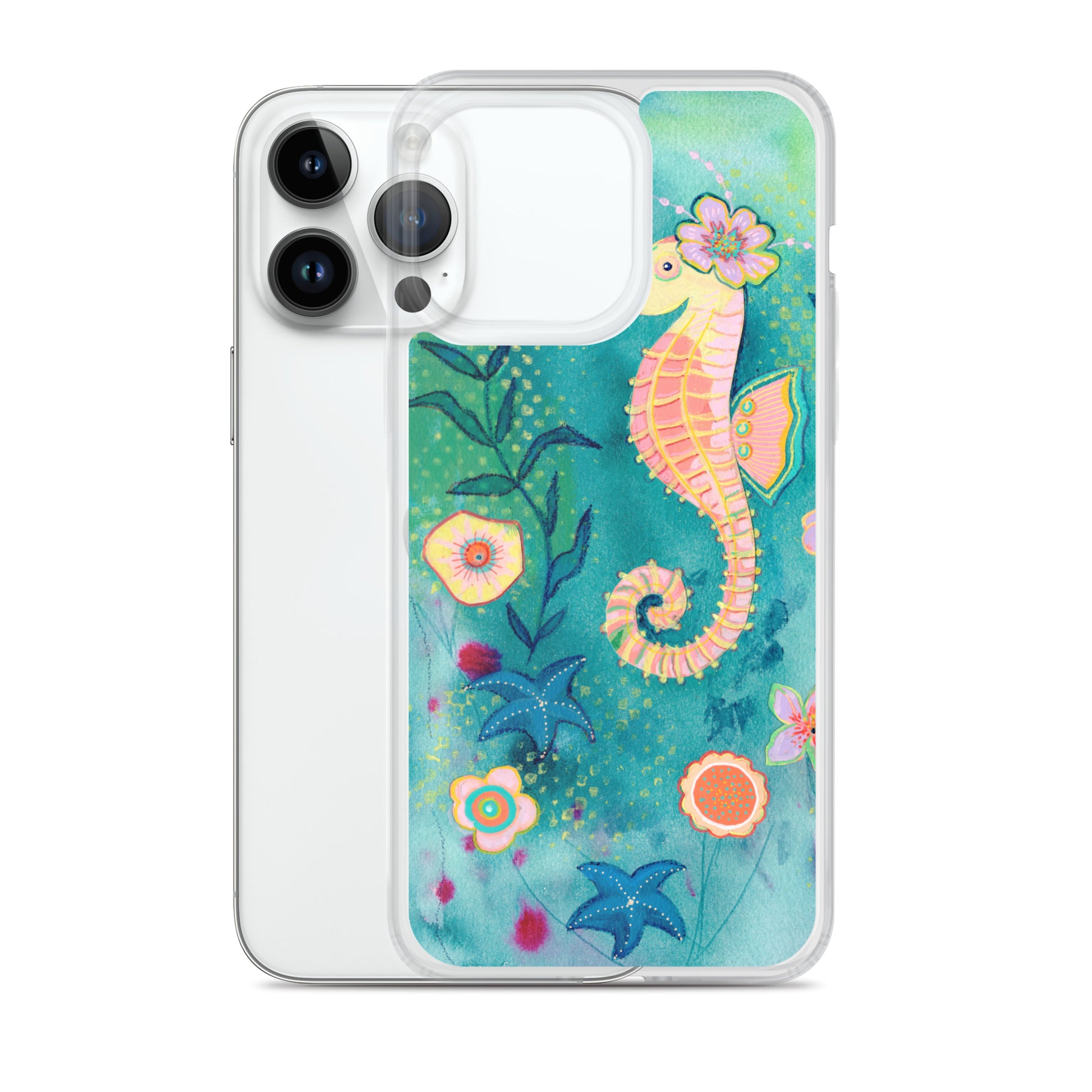 Seahorse Clear Case for iPhone® - Aquamarine Design - Artistic Gifts for Women - Art by Artist Tania Herrera from Aquamarine Design Studio